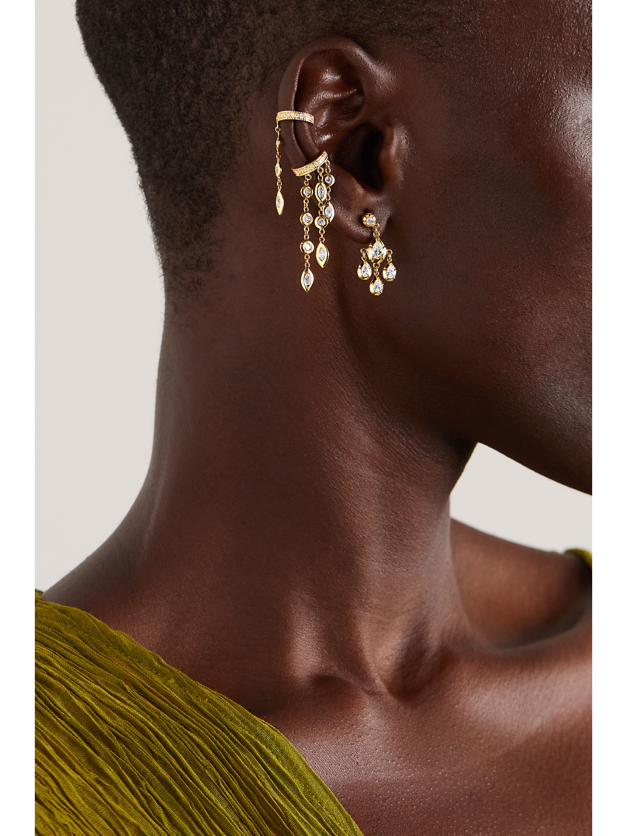 Shop Jacquie Aiche 14-karat Gold Diamond Ear Cuff