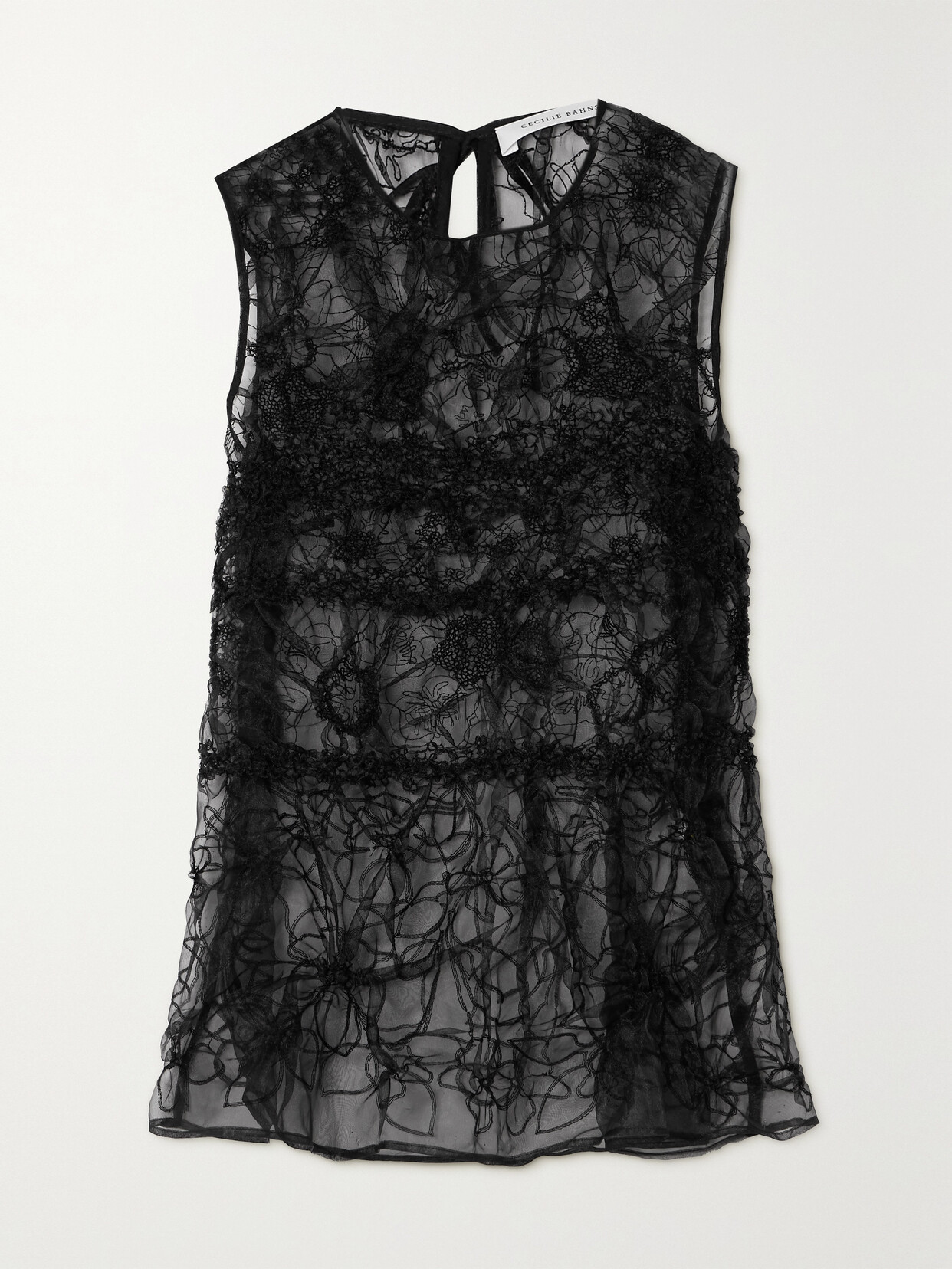 Cecilie Bahnsen - Utania Embroidered Organza Top - Black