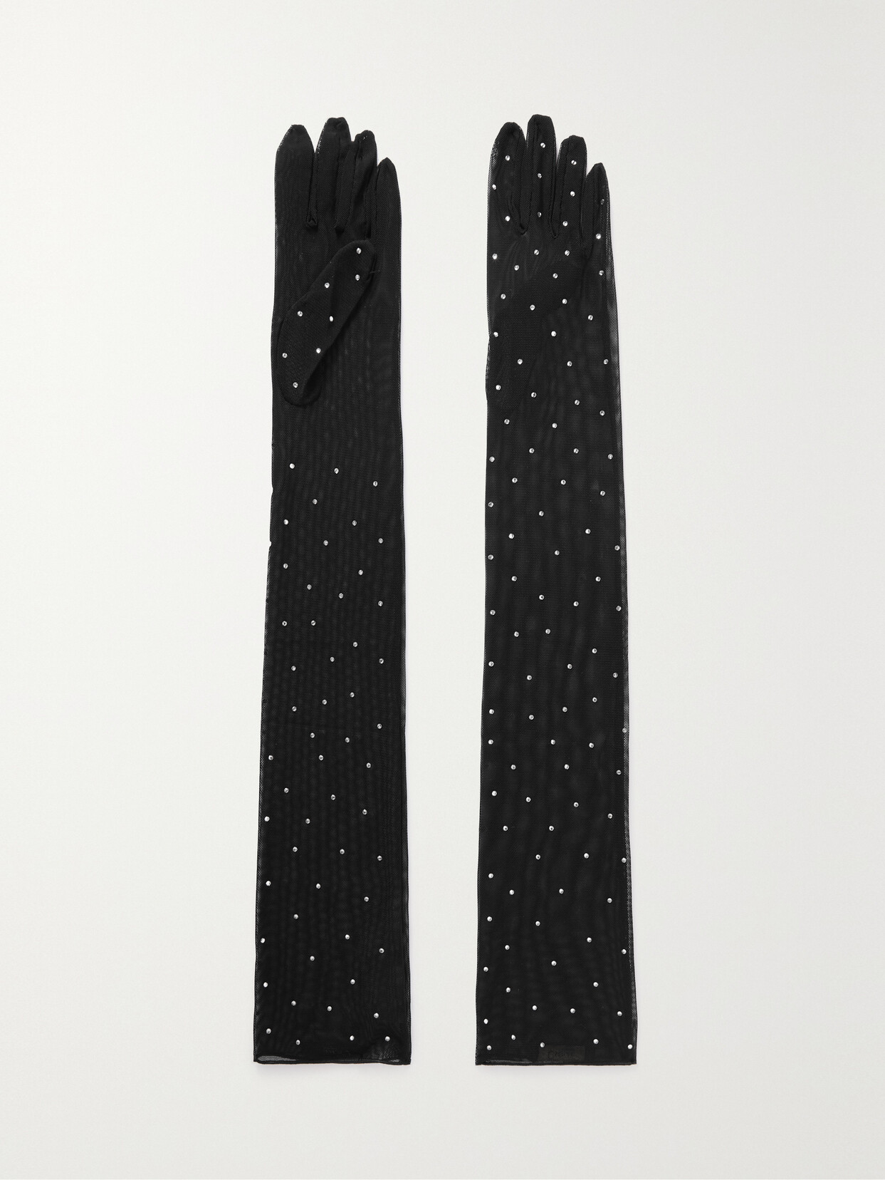 Oséree Gem Crystal-embellished Tulle Gloves - Black
