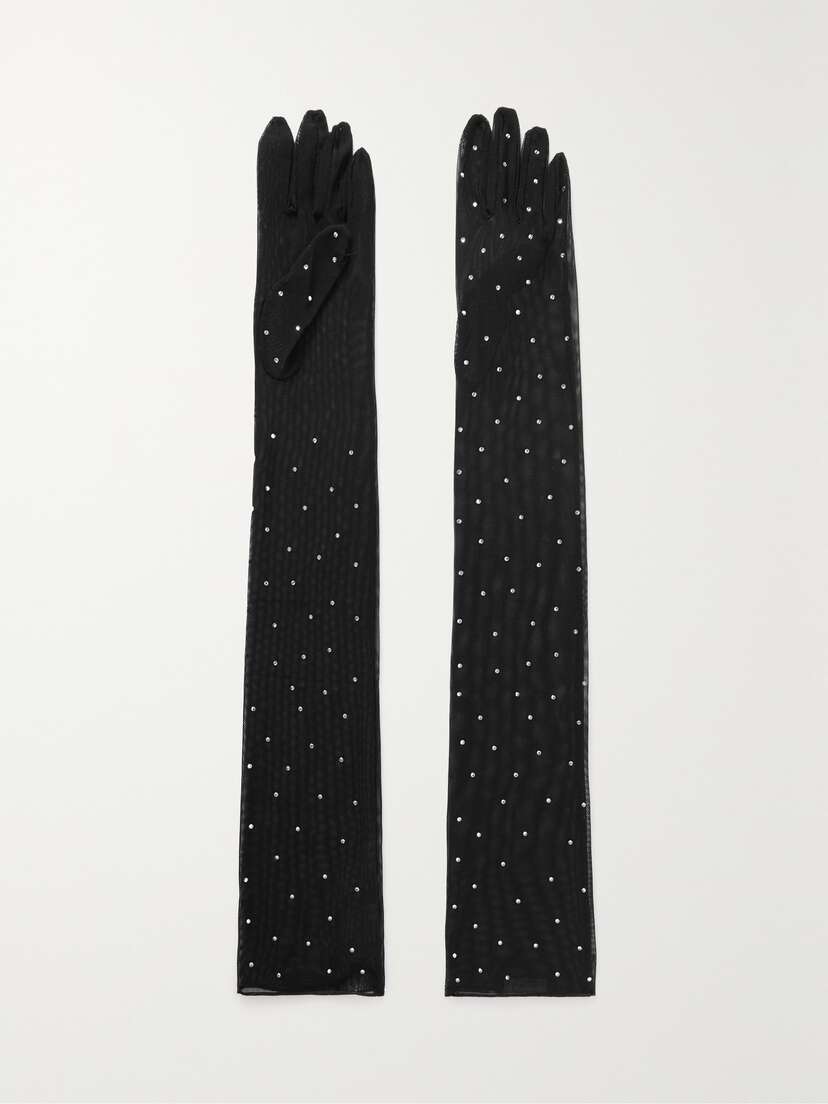 Oséree Gem Crystal-embellished Tulle Gloves