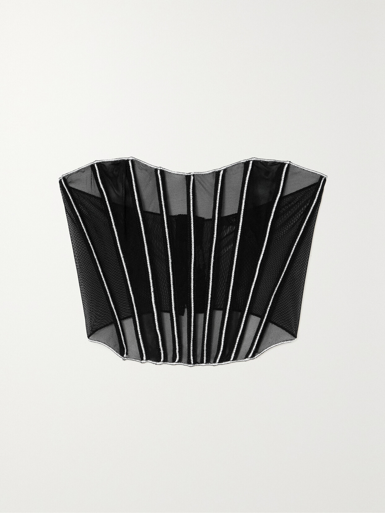 Oséree Shell Metallic Mesh Bustier Top - Black