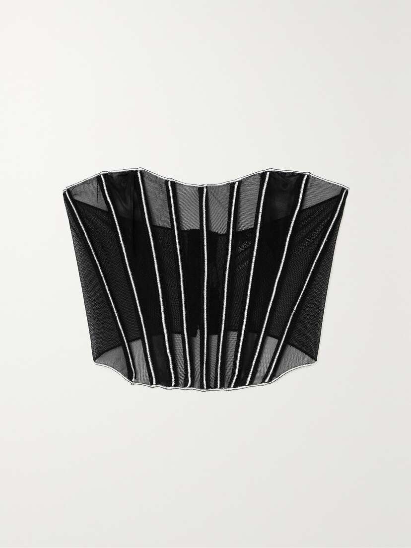 Oséree Shell Metallic Mesh Bustier Top