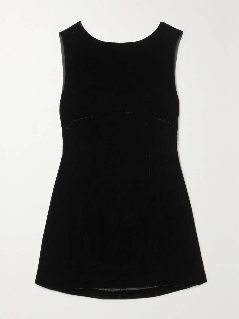 Rixo Michaela Cutout Bow-embellished Velvet Mini Dress