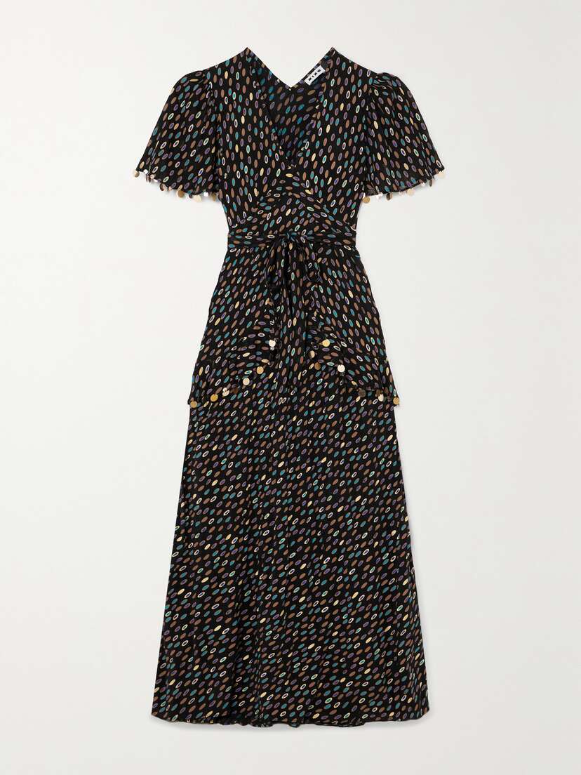 Rixo Jane Belted Printed Silk-chiffon Maxi Dress - UK 20