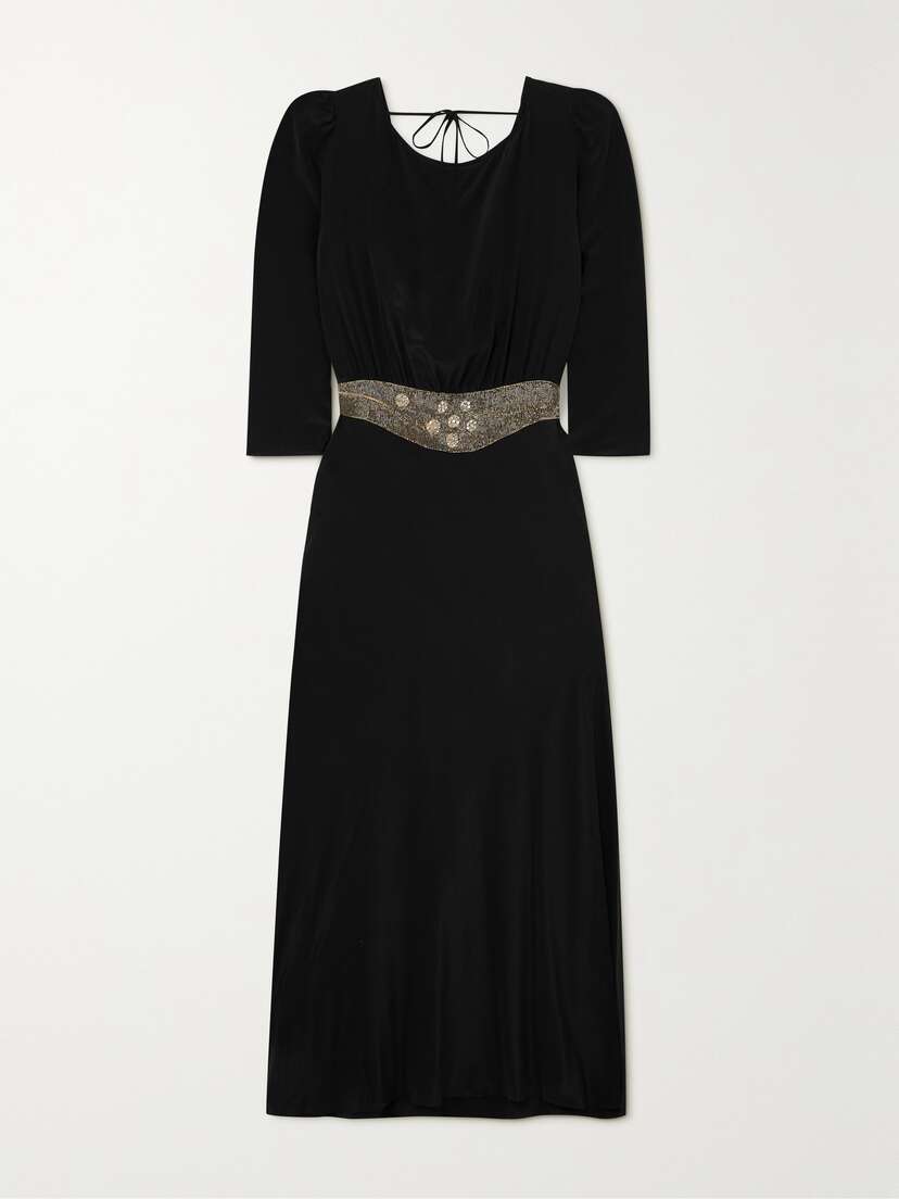 Rixo Elena 2 Draped Embellished Crepe Midi Dress - UK 20