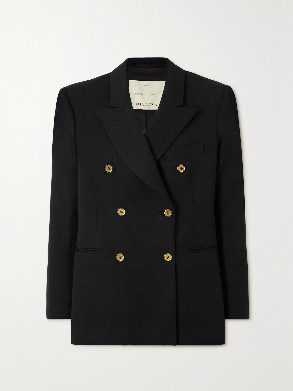 Giuliva Heritage Cornelia Double-breasted Wool Blazer In Black