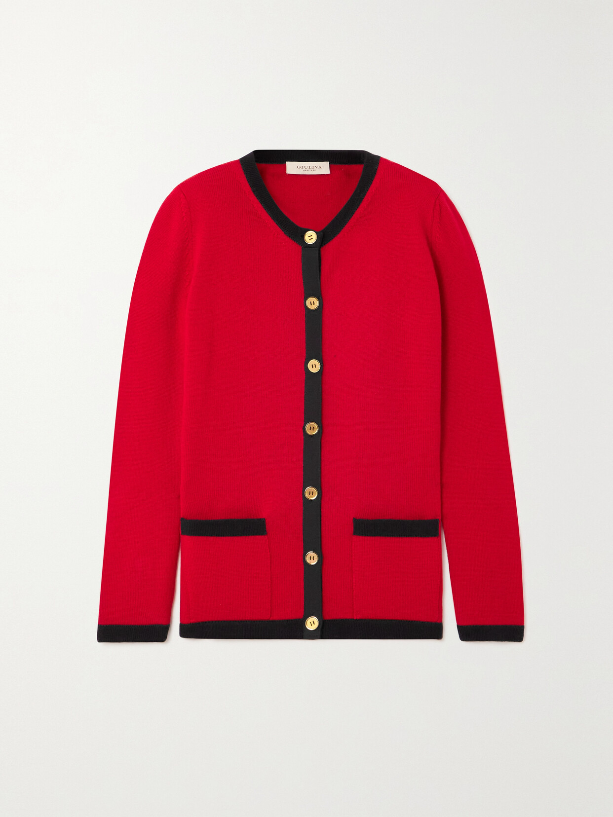 Giuliva Heritage - + Net Sustain The Eugenia Grosgrain-trimmed Merino Wool Cardigan - Red