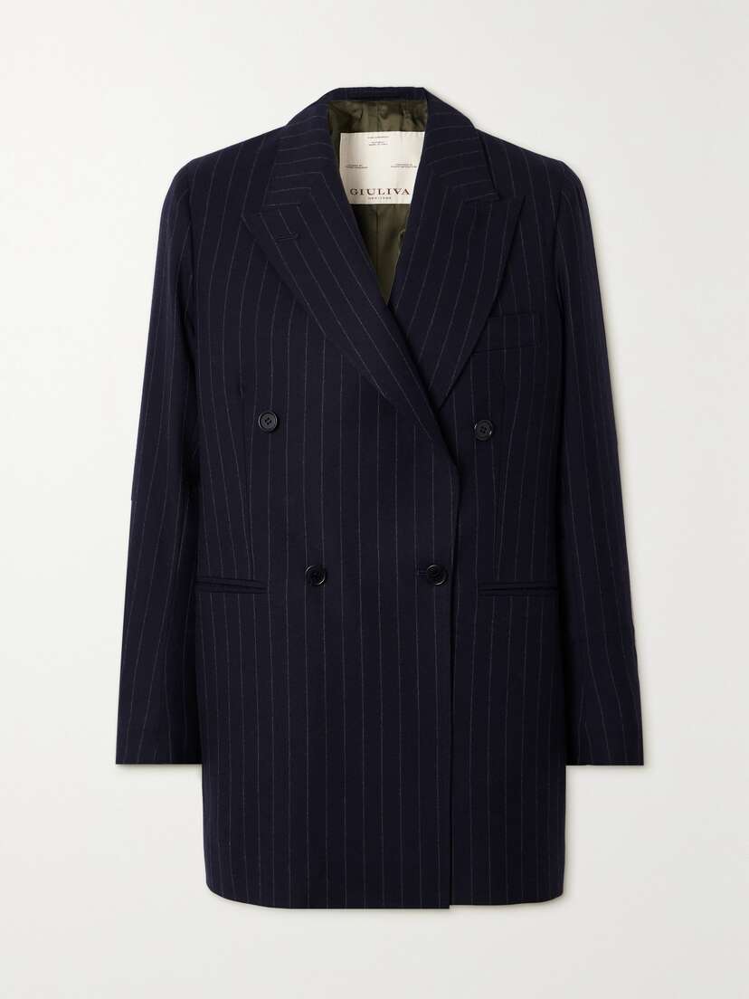 Giuliva Heritage + Net Sustain The Stella Double-breasted Pinstripe Wool-twill Jacket - IT36