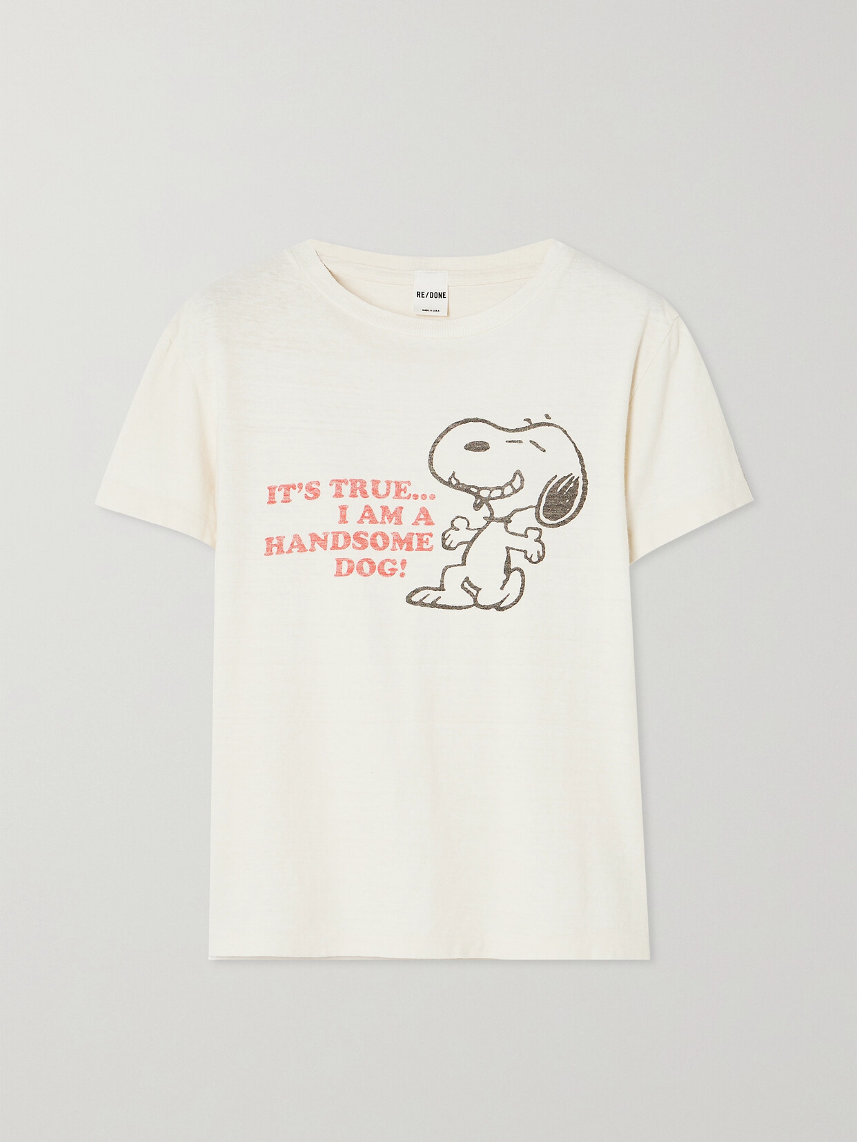 Re/done + Peanuts Printed Cotton-jersey T-shirt In White