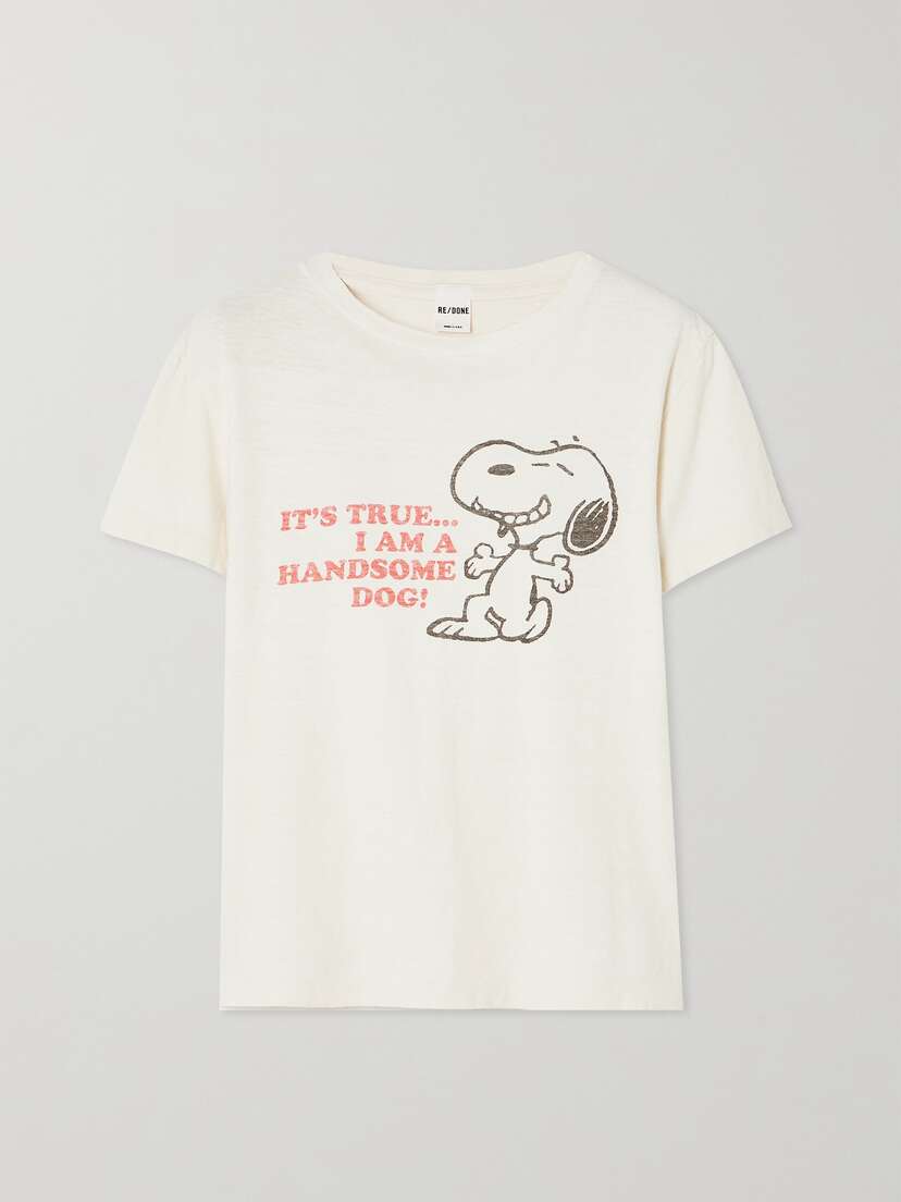 RE/DONE + Peanuts Printed Cotton-jersey T-shirt