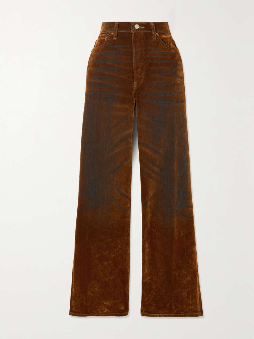 RE/DONE 70s Ultra Distressed Devoré-velvet And Denim Bootcut Pants