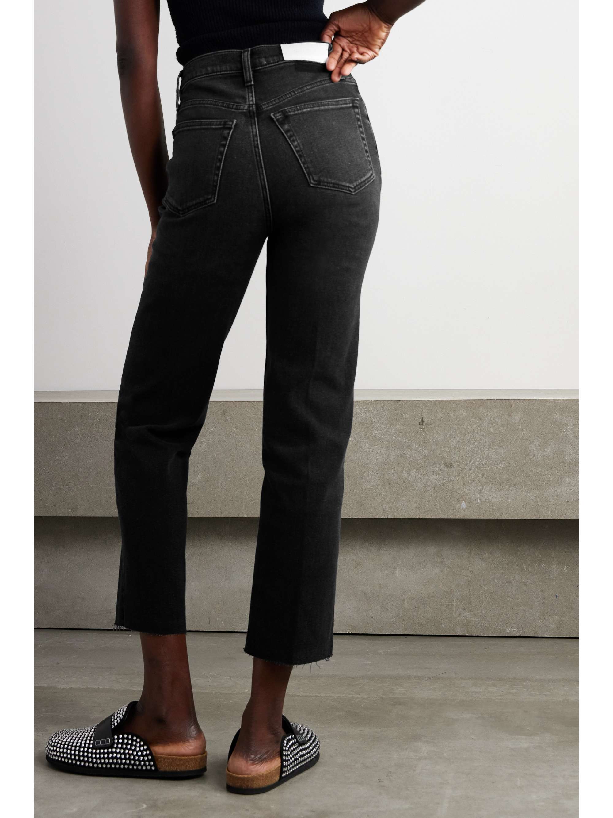 RE/DONE 70s Stove Pipe cropped distressed high-rise straight-leg jeans