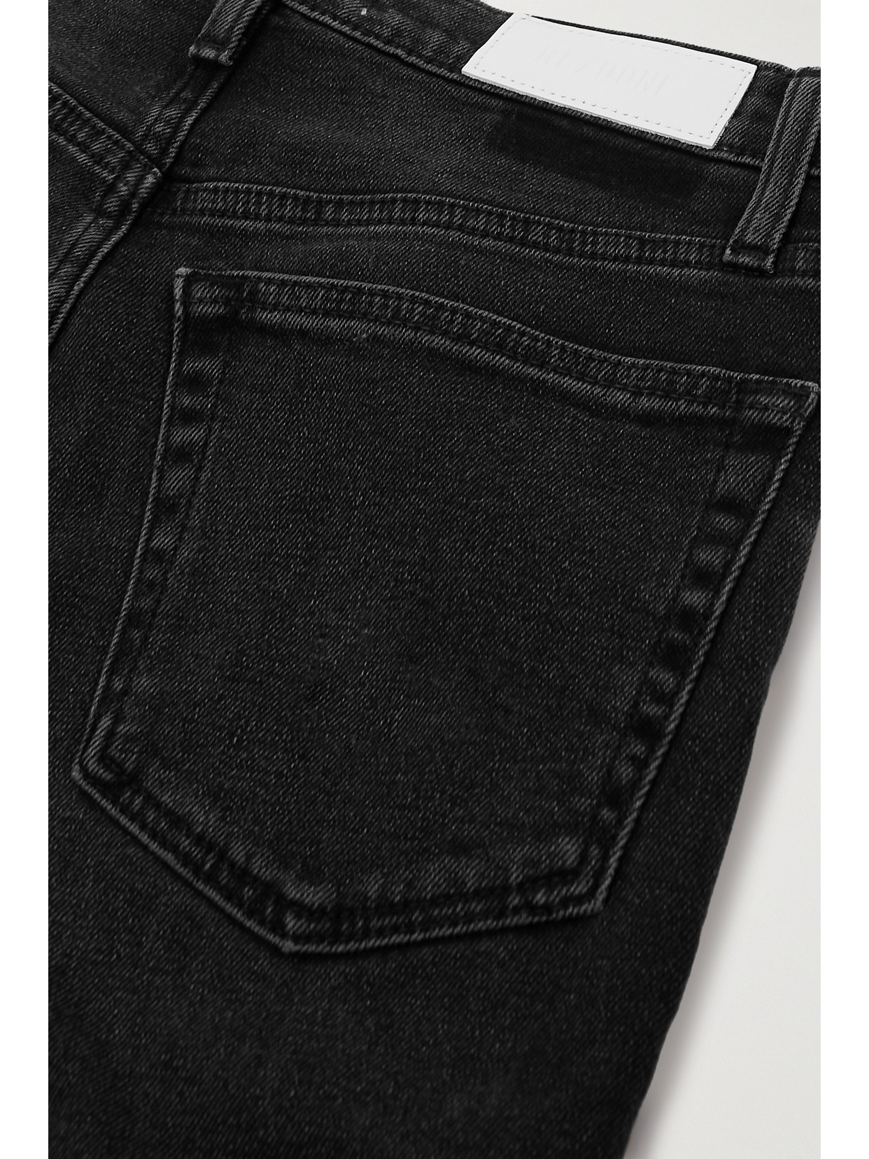 Shop Re/done 70s Stove Pipe Cropped Distressed High-rise Straight-leg Jeans In Black