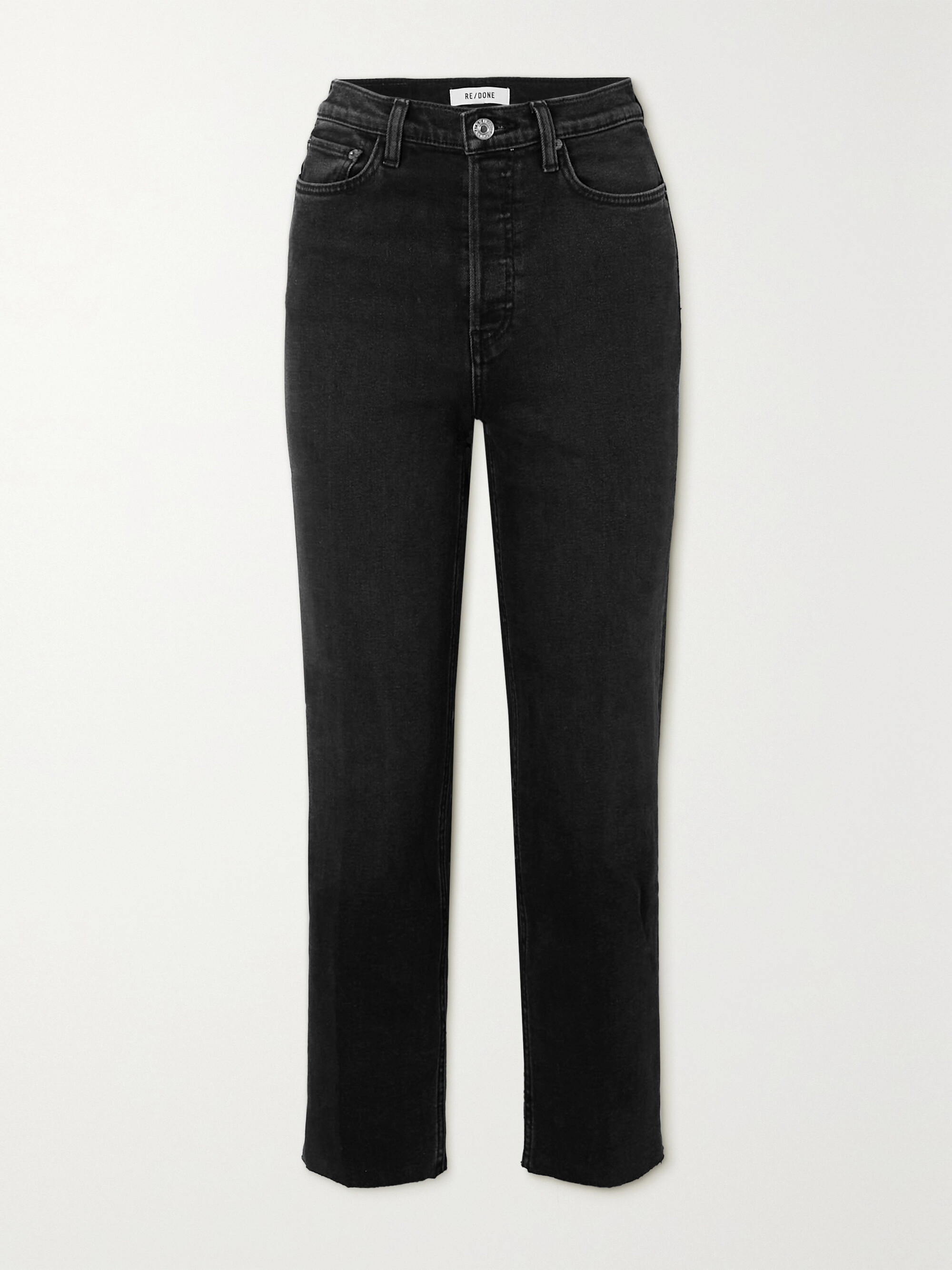 RE/DONE 70s Stove Pipe cropped distressed high-rise straight-leg jeans