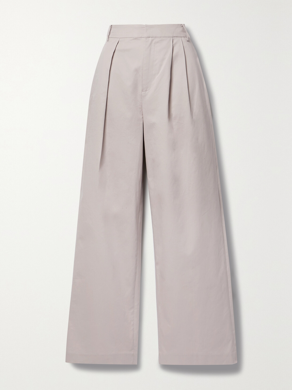 Tibi - Stella Pleated Cotton-blend Twill Wide-leg Pants - Gray