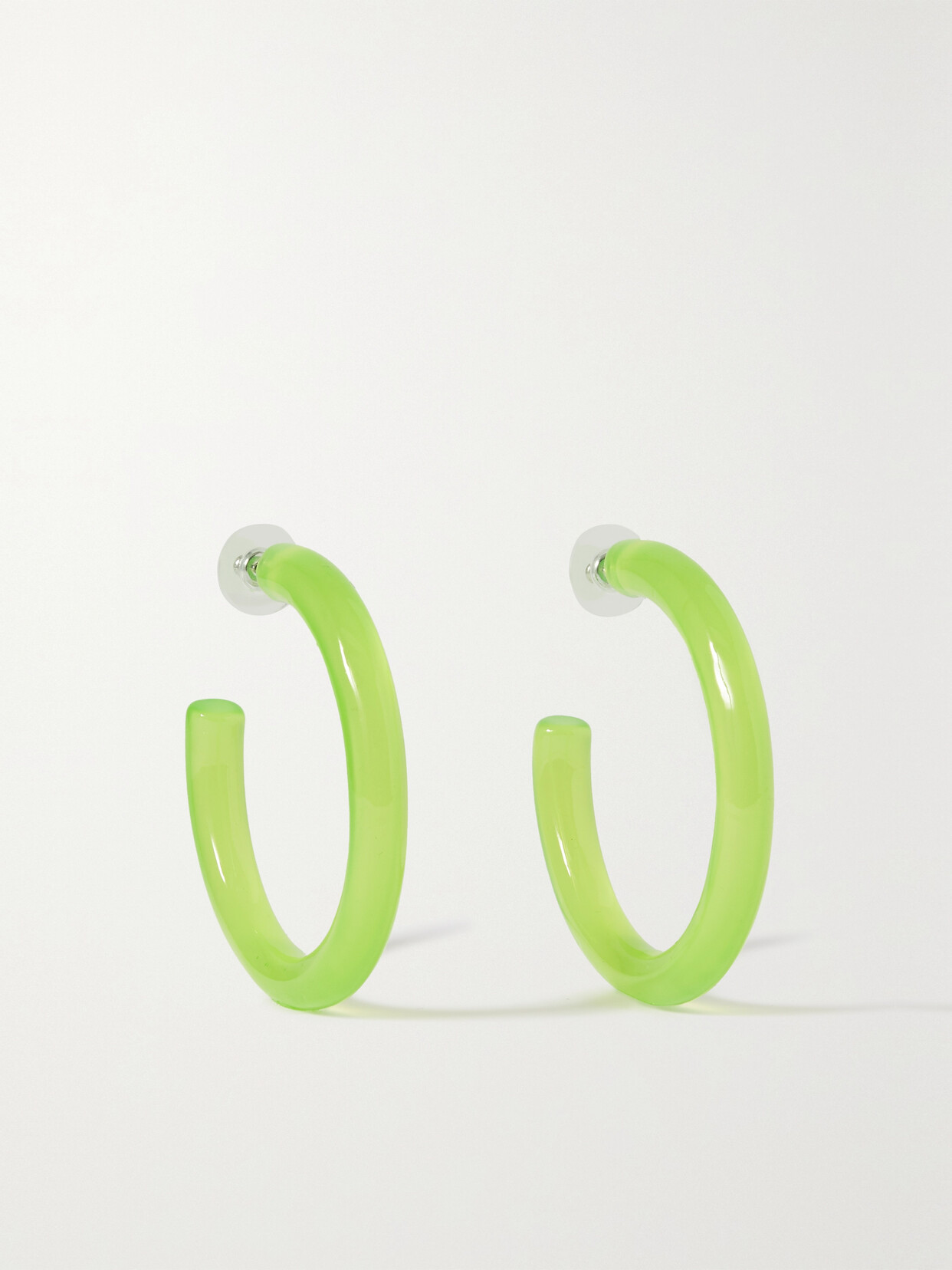 Crystal Haze Resin And Silver-tone Hoop Earrings - Green