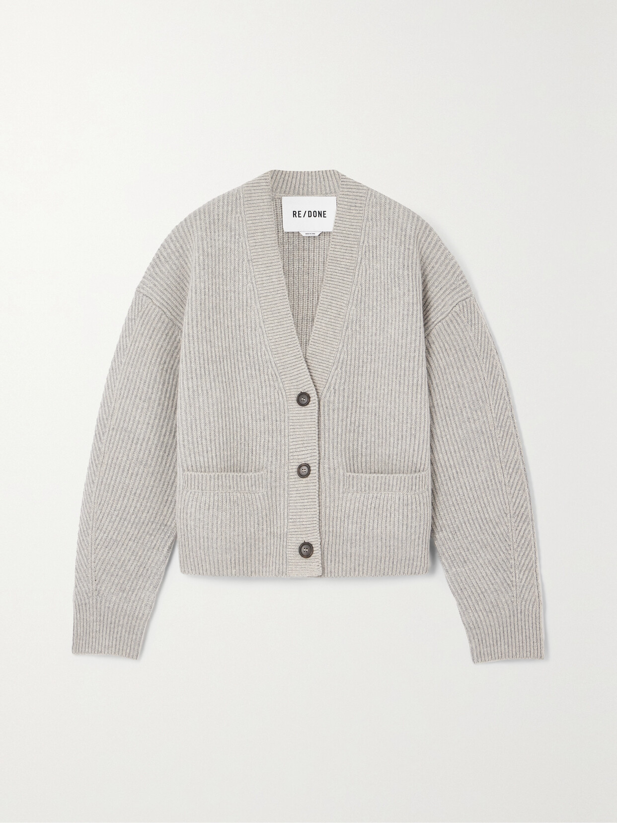 RE/DONE - Ribbed Wool Cardigan - Gray