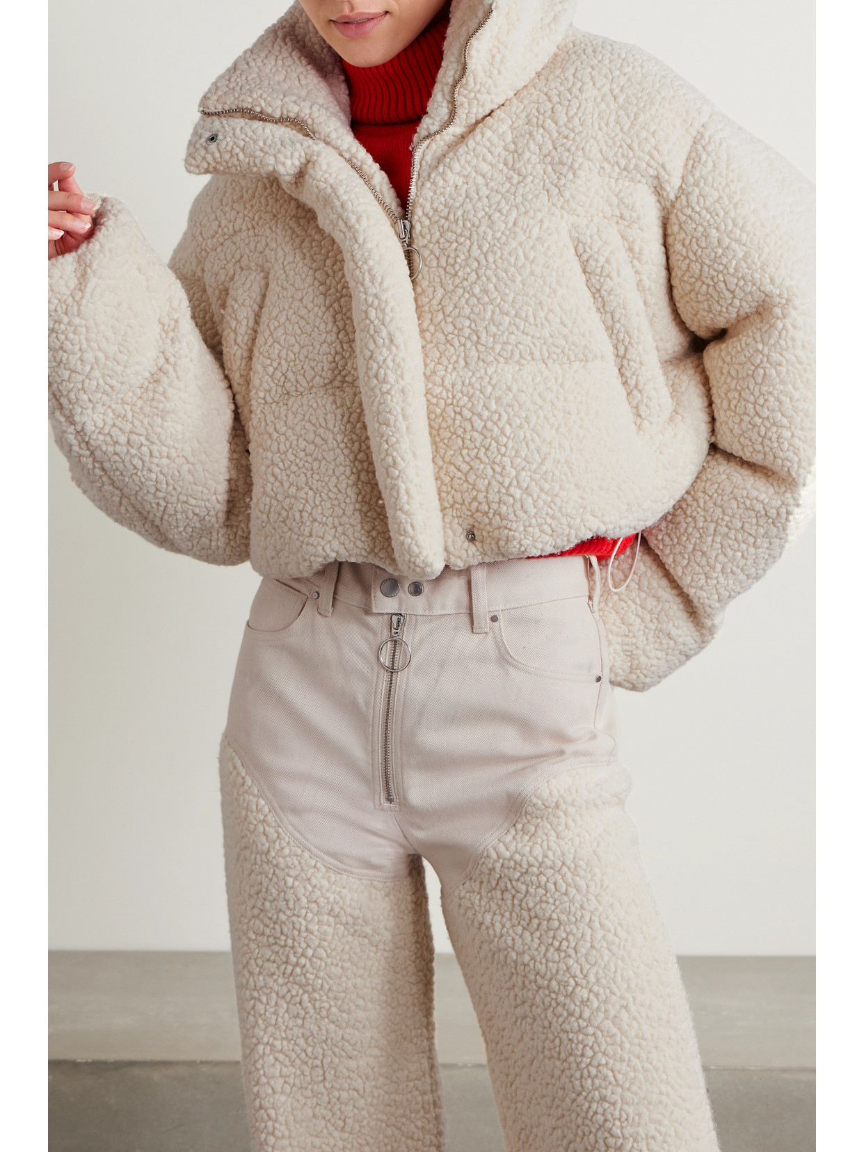 Cordova Kozzy Cropped Padded Quilted Wool-blend Fleece Jacket In Cream