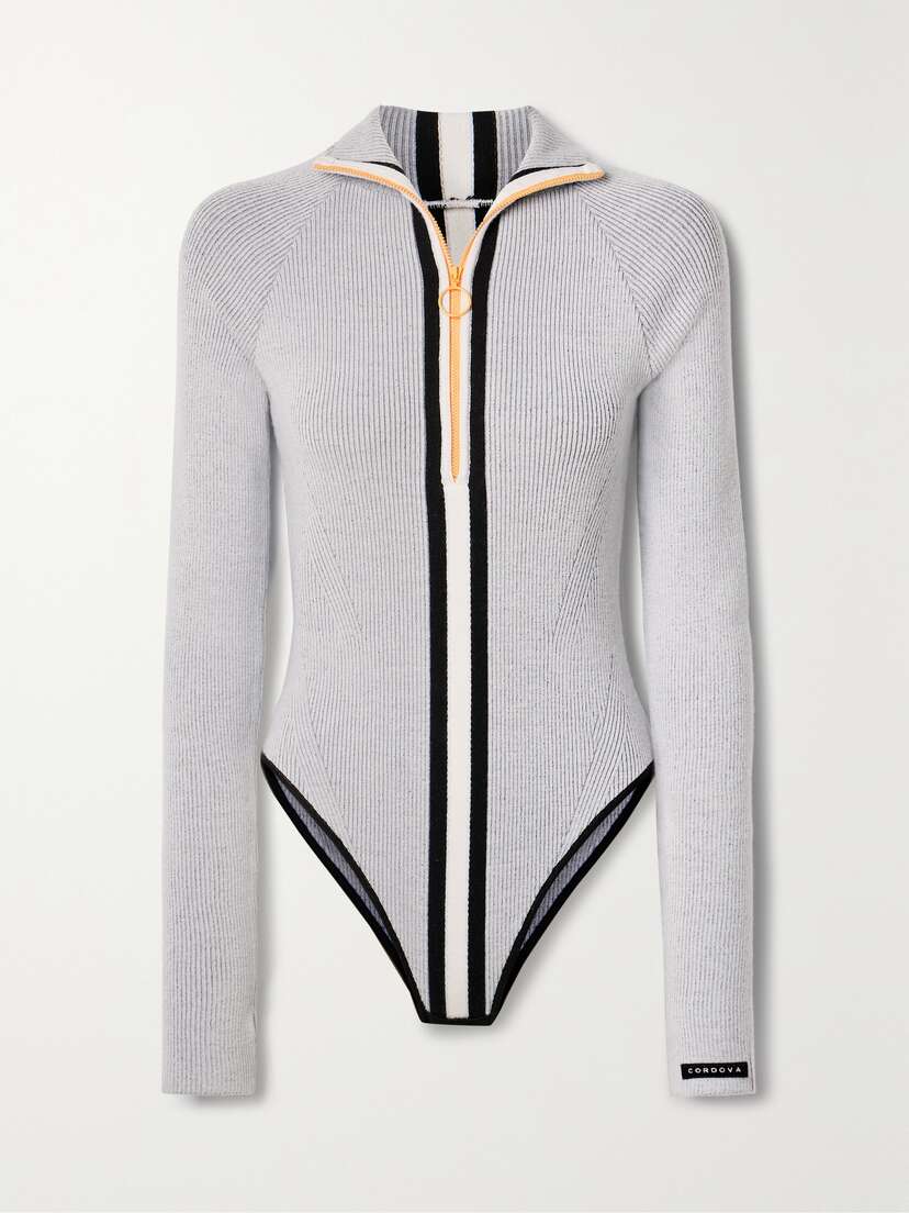 Cordova Soelden Striped Ribbed Stretch-merino Wool Bodysuit