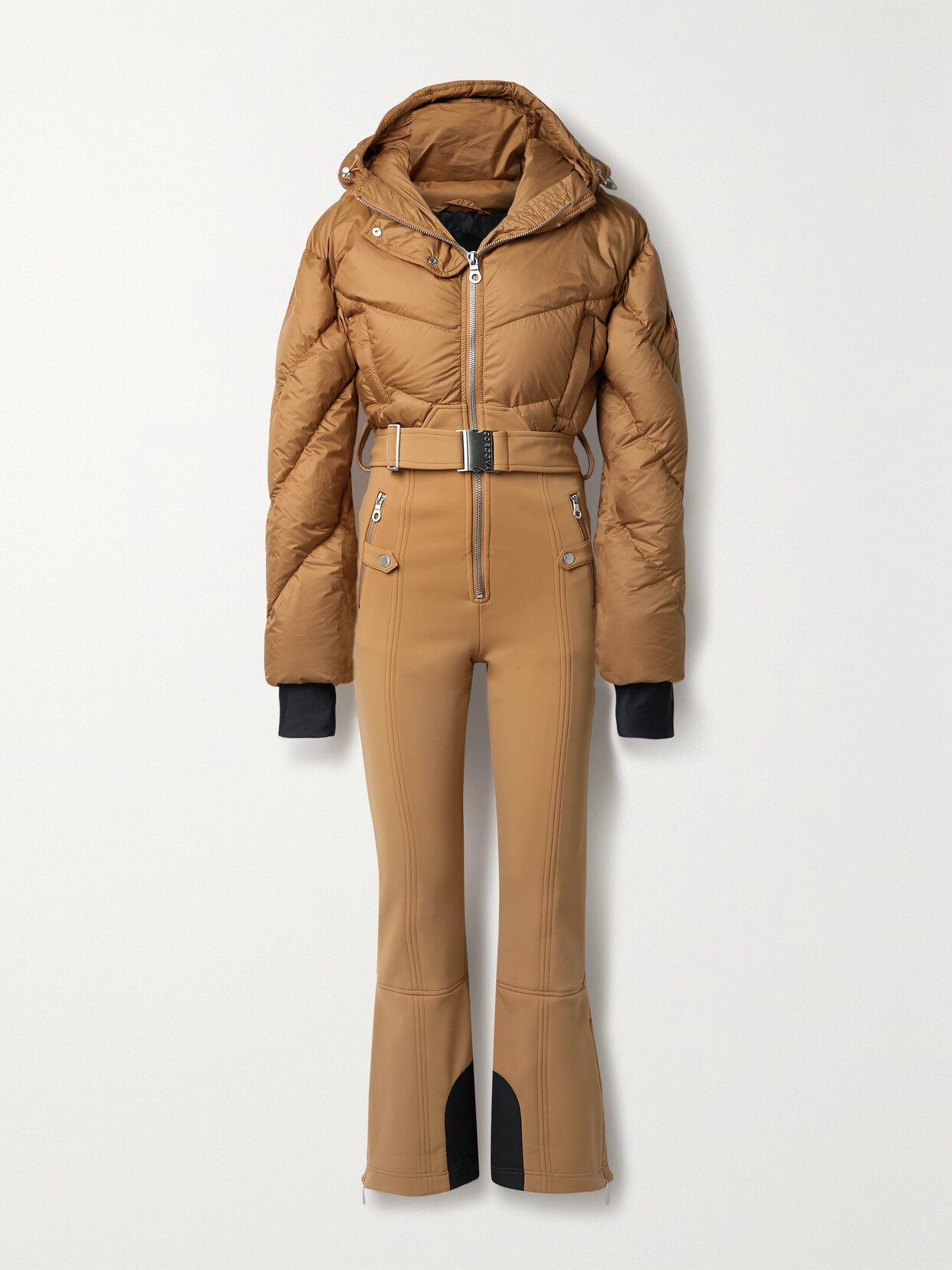 Cordova - Ajax Belted Hooded Quilted Down Ski Suit - Brown