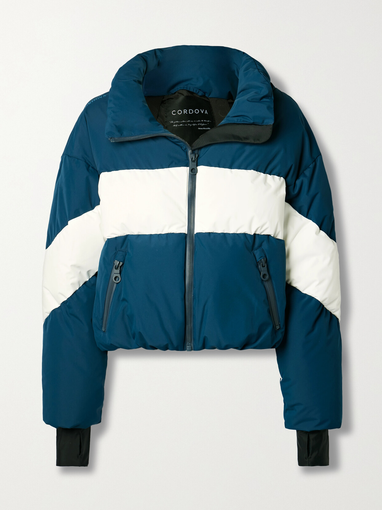 Cordova - Aosta Two-tone Recycled Quilted Down Ski Jacket - Blue