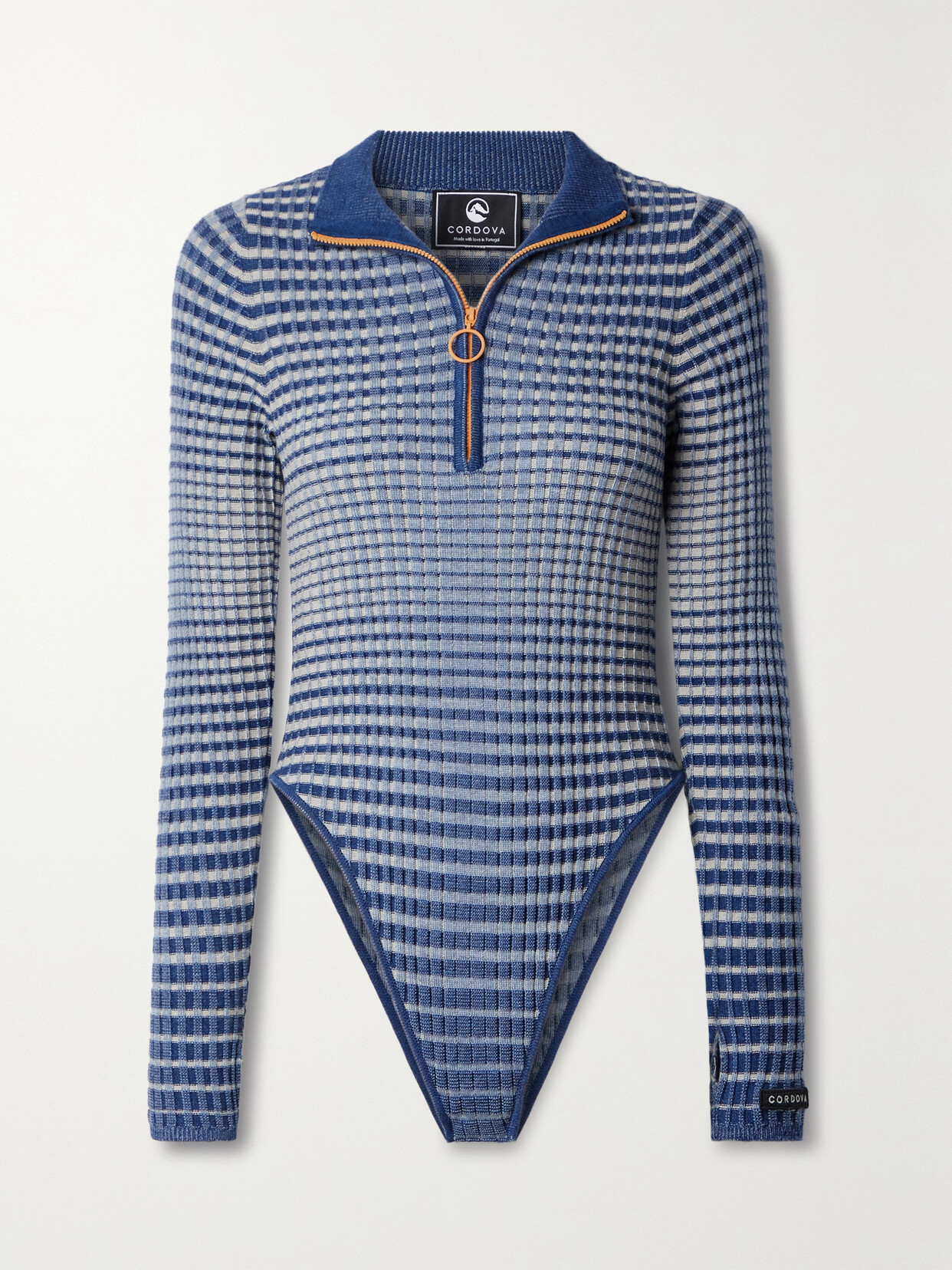 Cordova - Valais Ribbed Striped Merino Wool Bodysuit - Blue