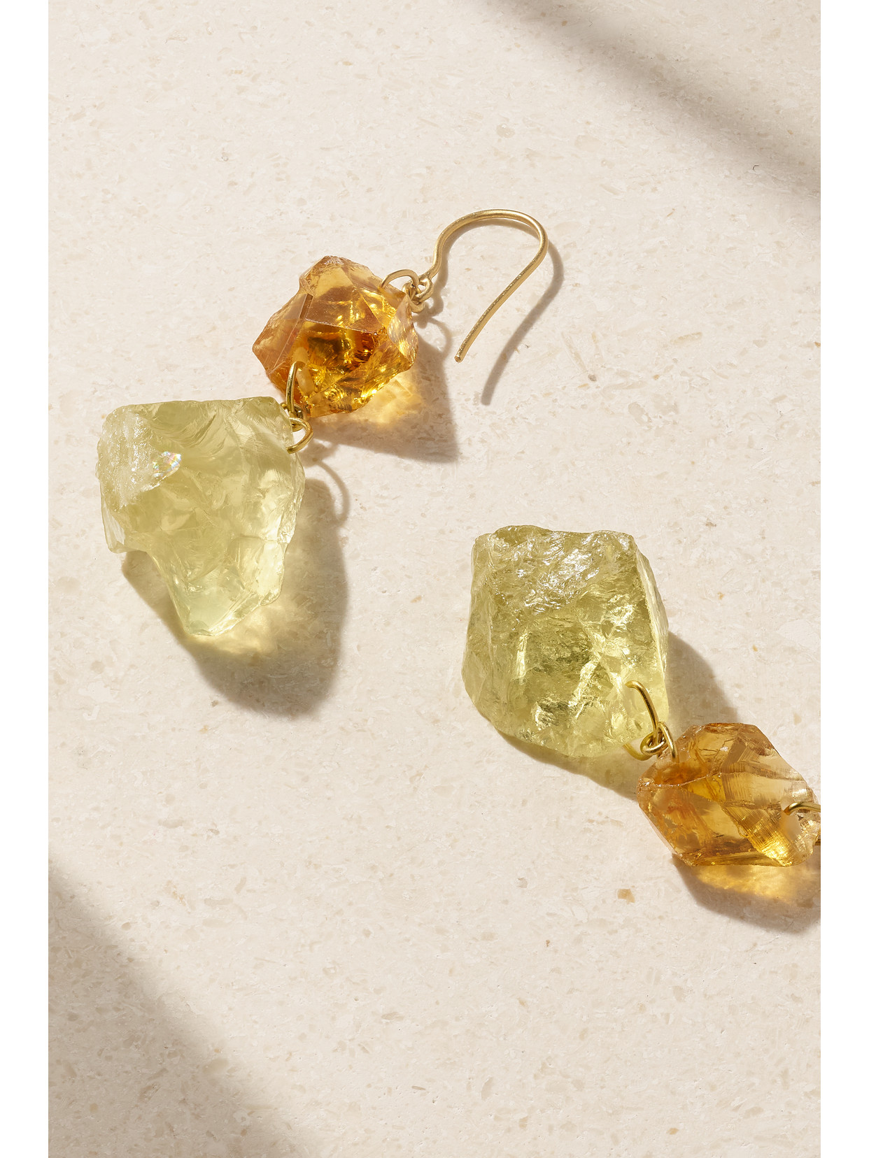 Pippa Small 18-karat Gold, Citrine And Quartz Earrings In Gold