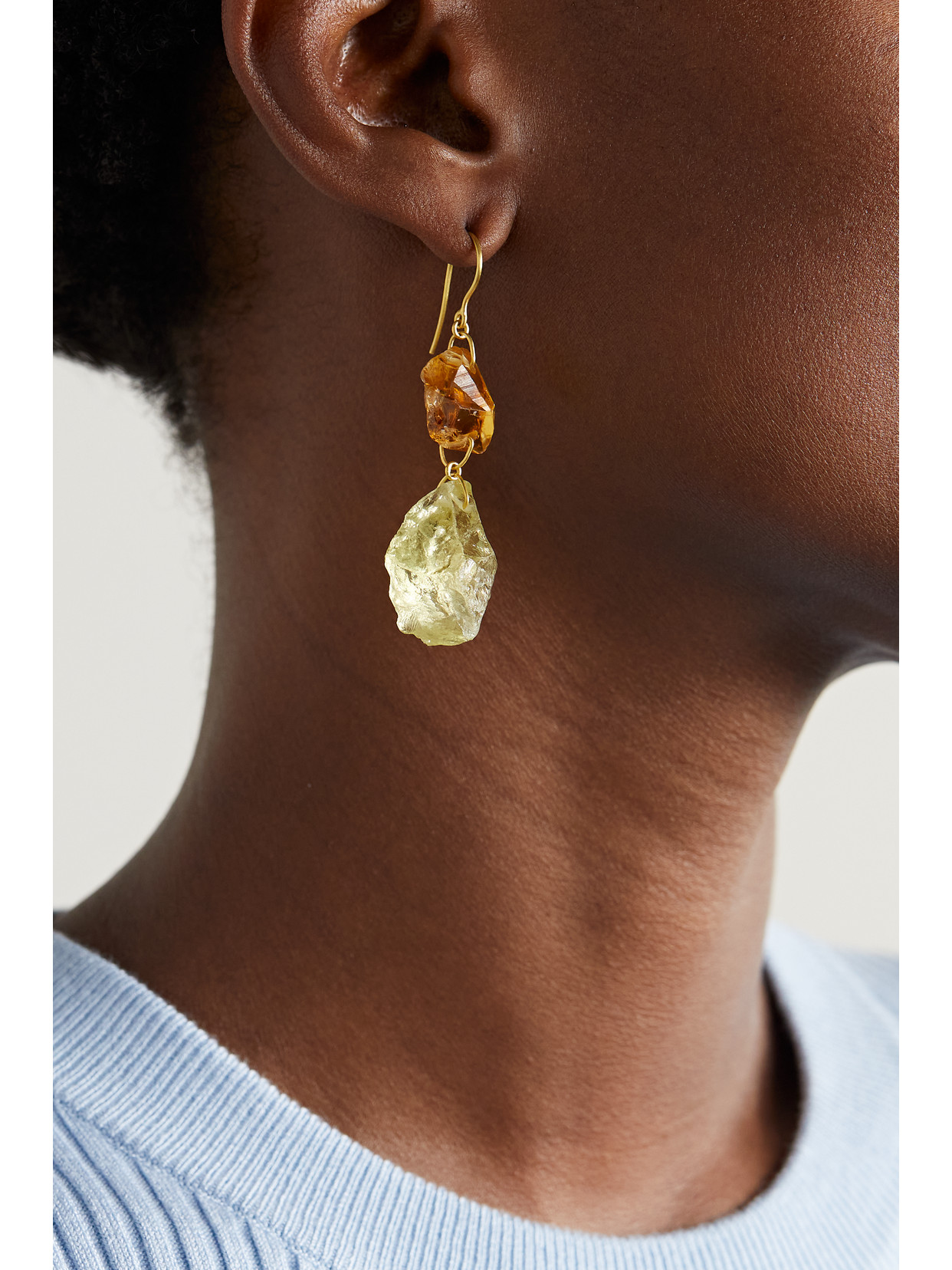 Pippa Small 18-karat Gold, Citrine And Quartz Earrings In Gold
