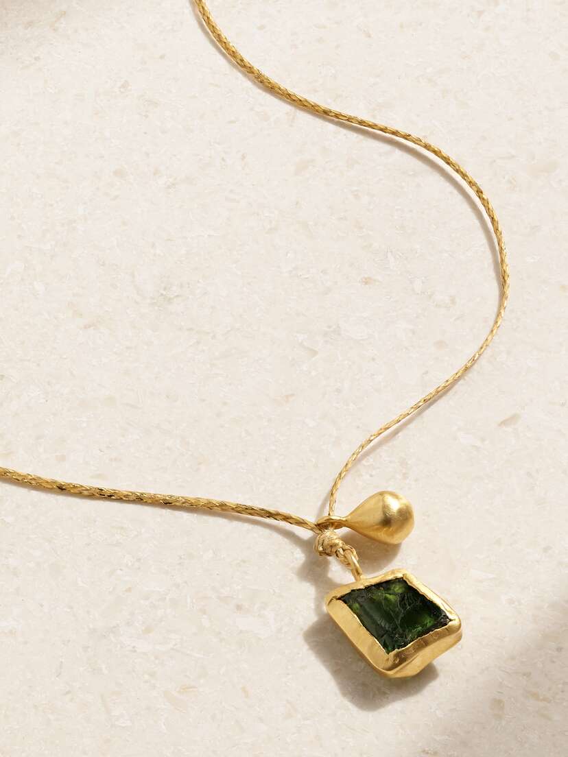 Pippa Small 18-karat Gold, Cord And Tourmaline Necklace