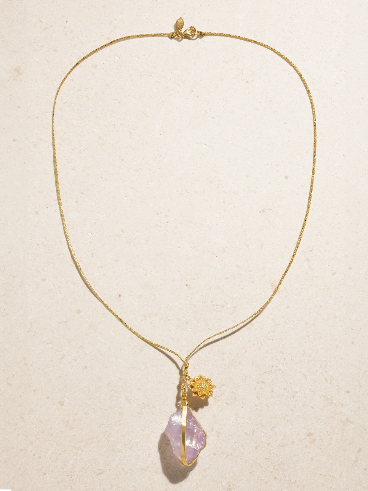 Pippa Small 18-karat Gold, Cord And Quartz Necklace In Gold