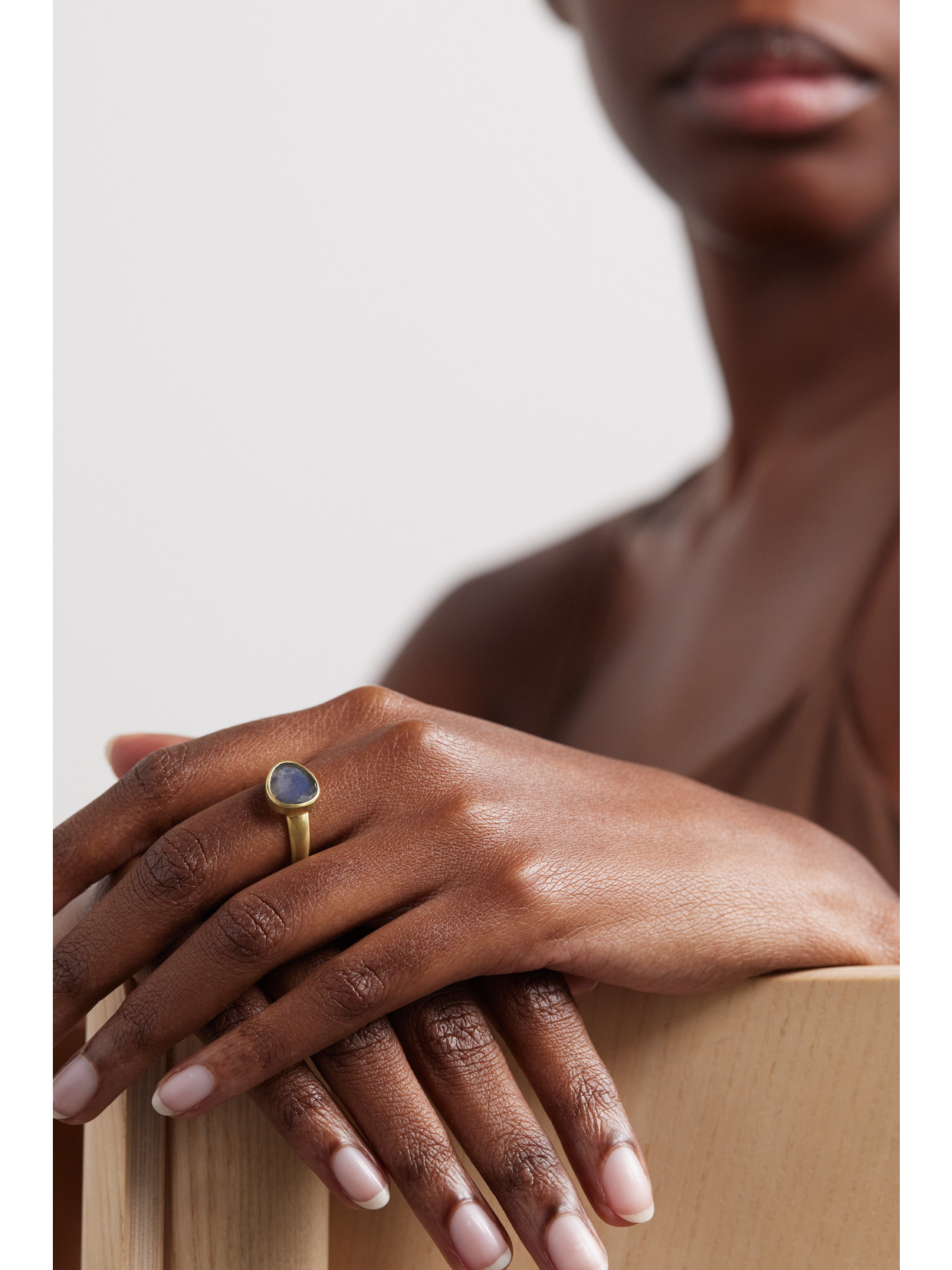 Shop Pippa Small 18-karat Gold Labradorite Ring