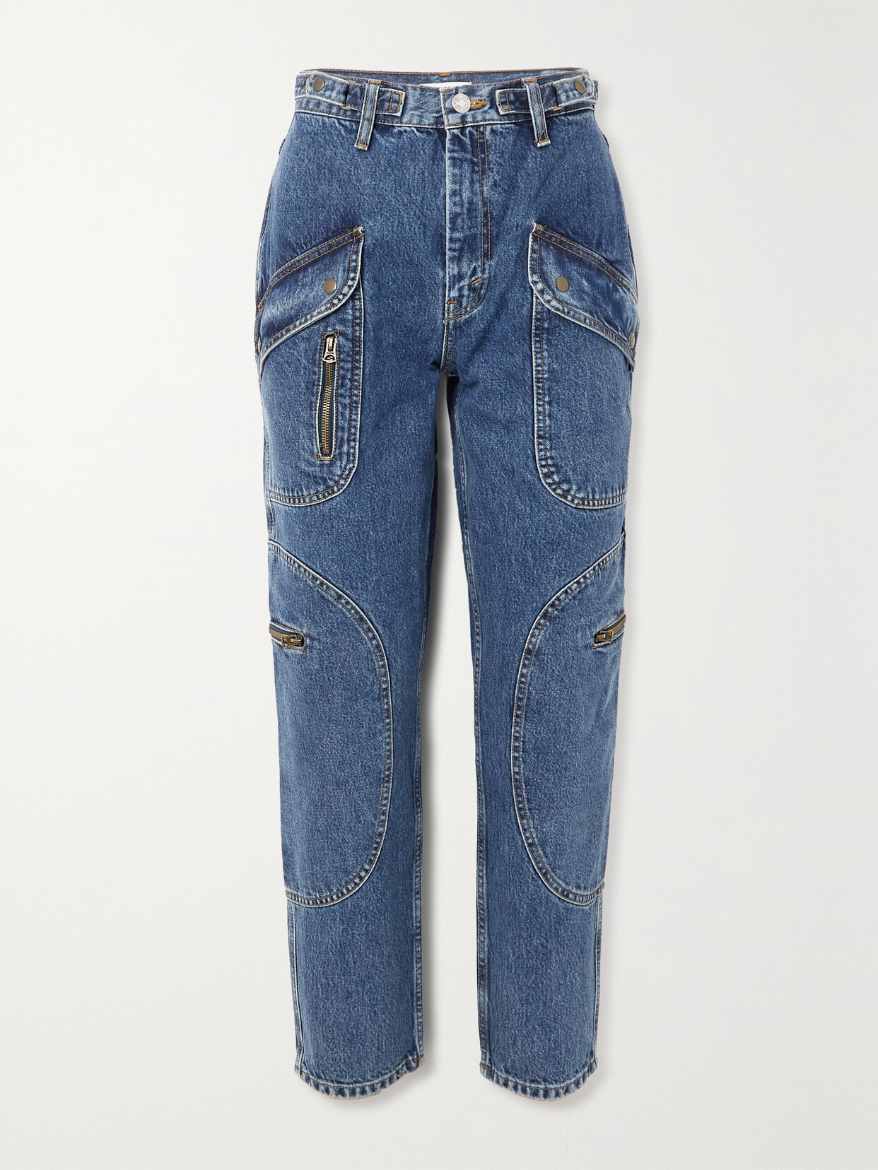 RE/DONE - Racer Cropped Paneled Straight-leg Organic Jeans - Blue