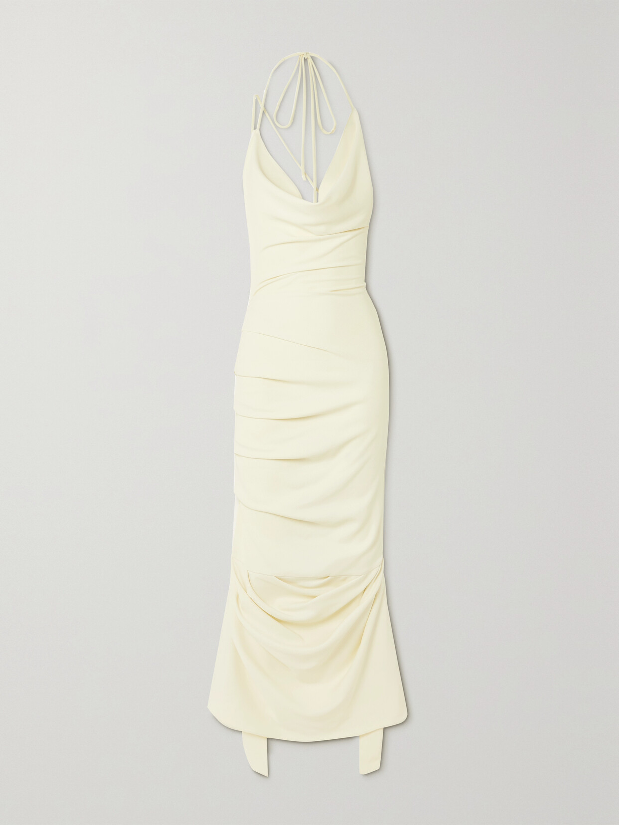 A.W.A.K.E. MODE Asymmetric Draped Stretch-crepe Gown - Ivory