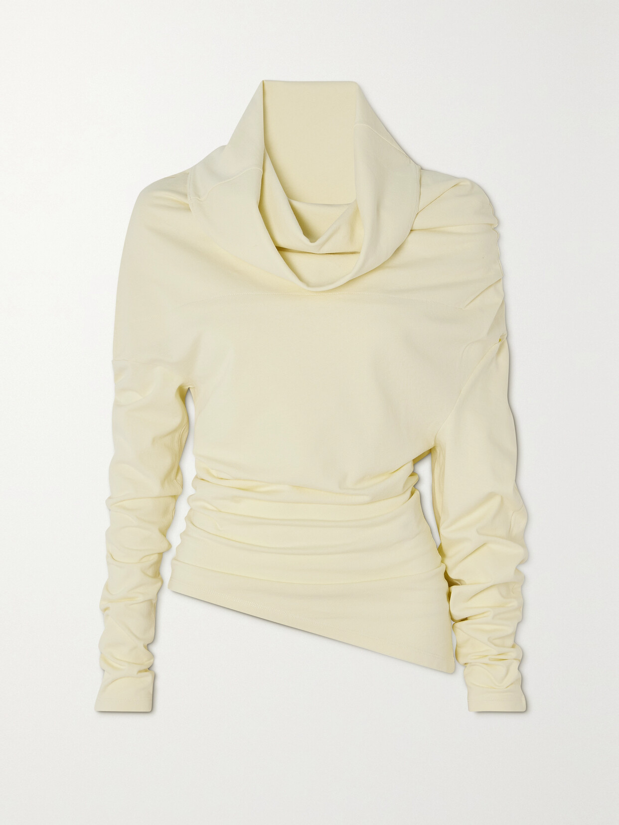 A.W.A.K.E. MODE - Asymmetric Draped Cotton-jersey Top - Ivory