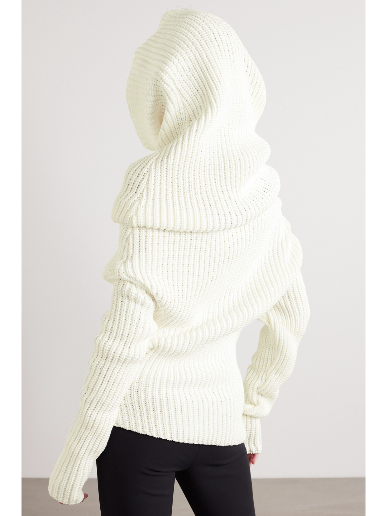A. W.A. K.E. Mode - Draped Ribbed Merino Wool-Blend Turtleneck Sweater