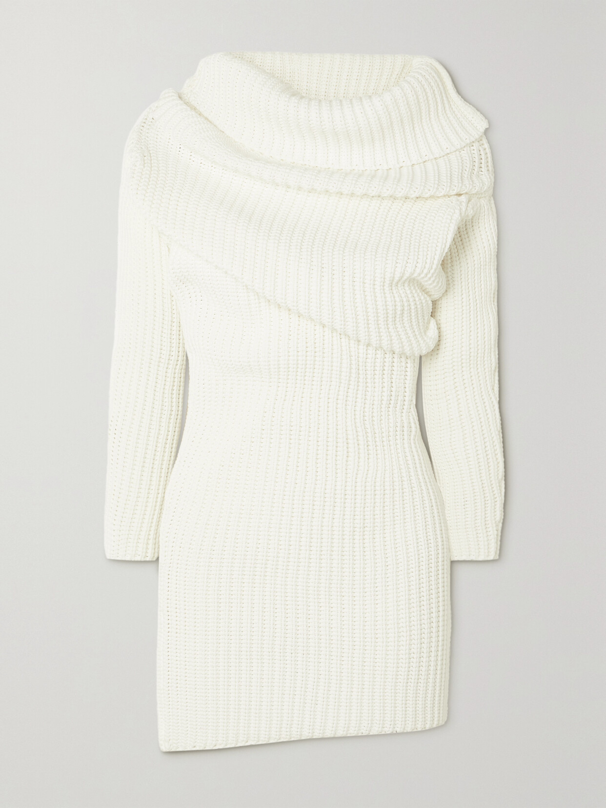 A.W.A.K.E. MODE - Draped Ribbed Merino Wool-blend Turtleneck Sweater - Ivory