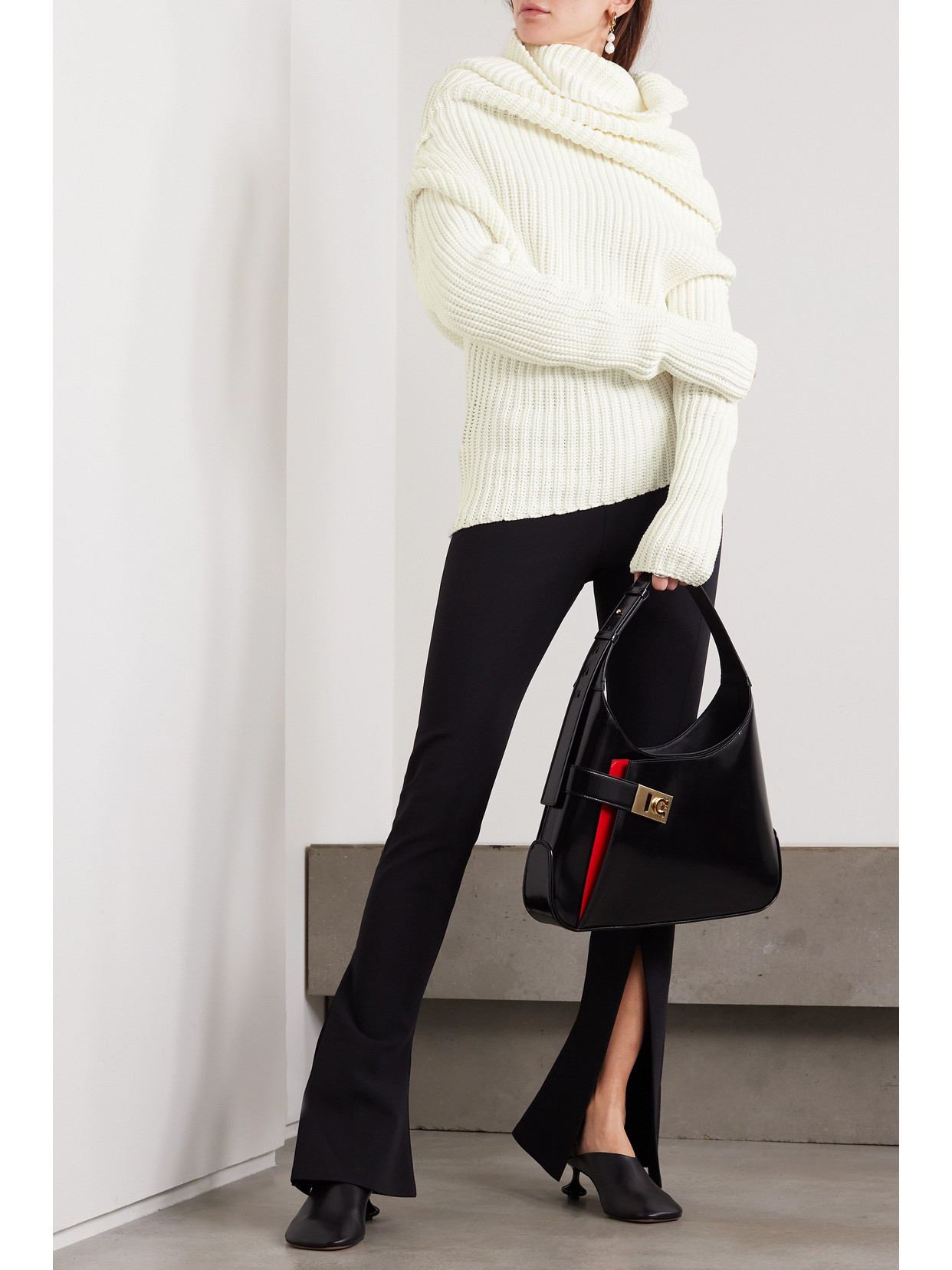 A. W.A. K.E. Mode - Draped Ribbed Merino Wool-Blend Turtleneck Sweater