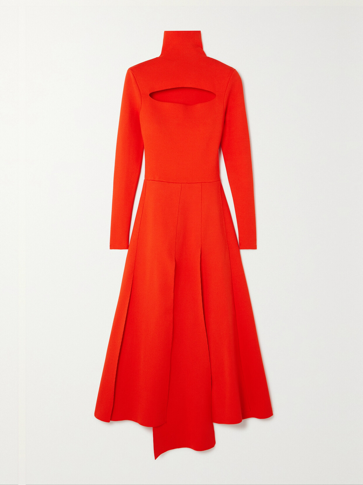 A.w.a.k.e. Asymmetric Cutout Stretch-knit Turtleneck Dress In Red