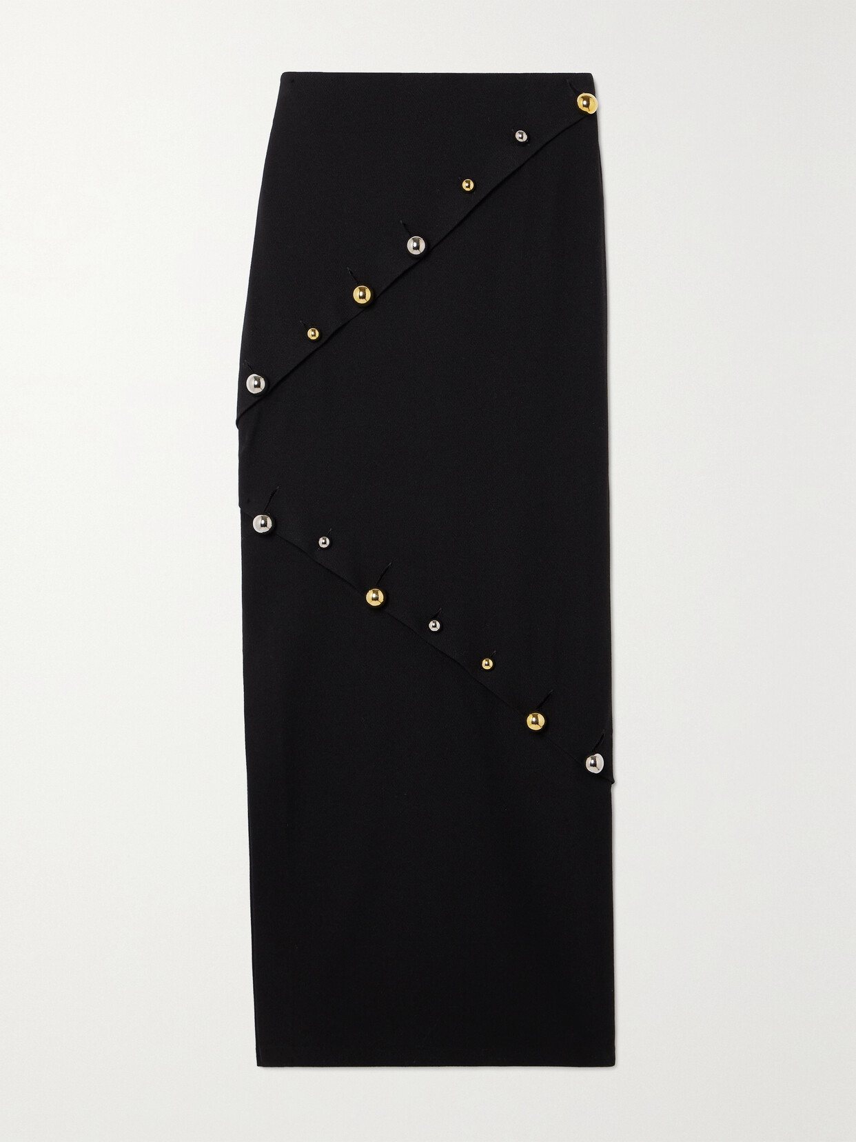 A.W.A.K.E. MODE - Octopus Button-embellished Ribbed Wool-blend Maxi Skirt - Black