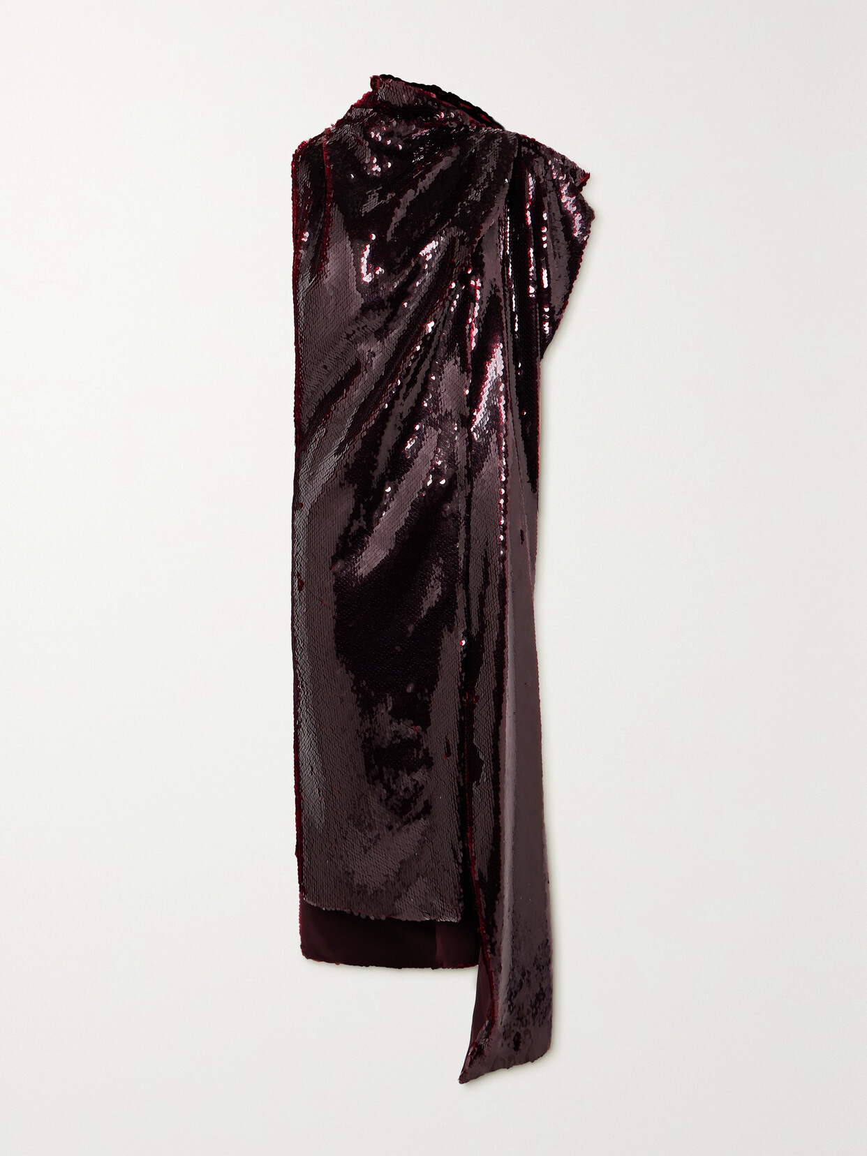 A.W.A.K.E. MODE Asymmetric Draped Sequined Satin Dress