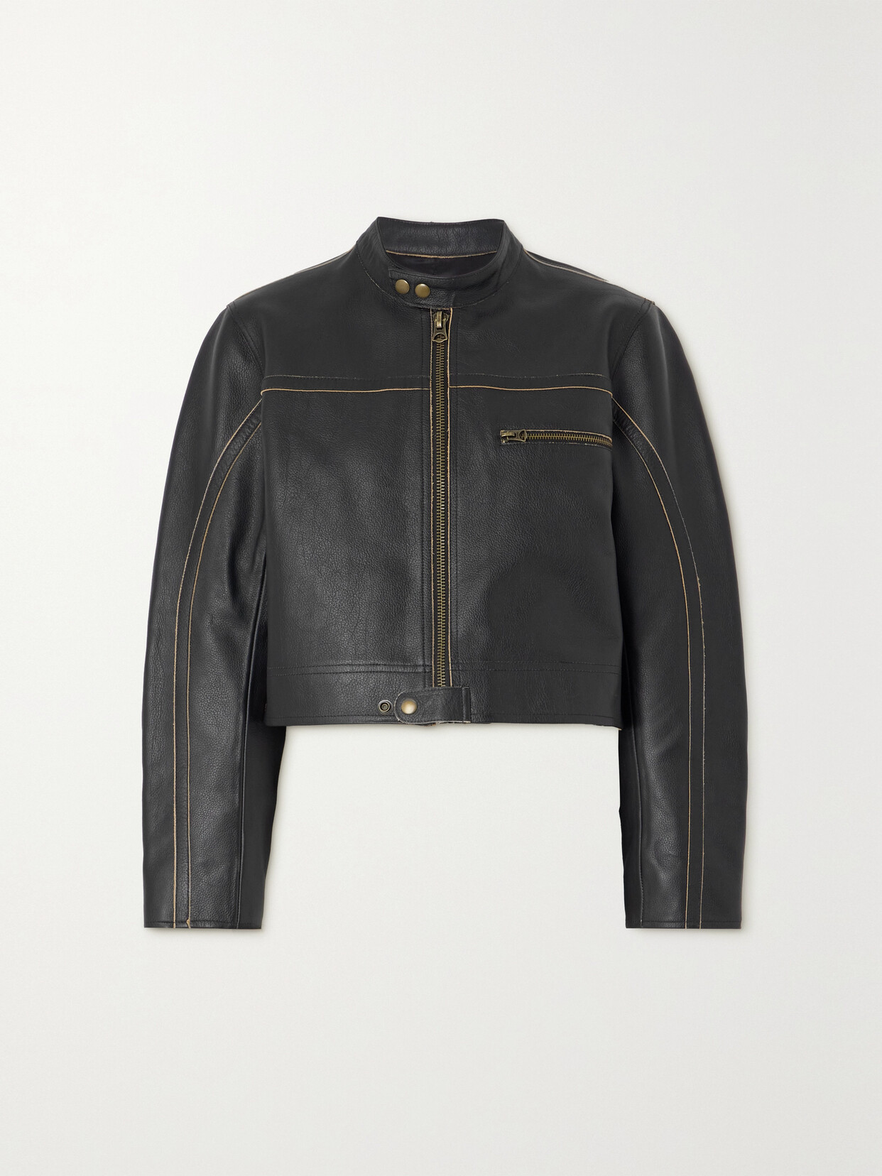 RE/DONE - Racer Textured-leather Biker Jacket - Black