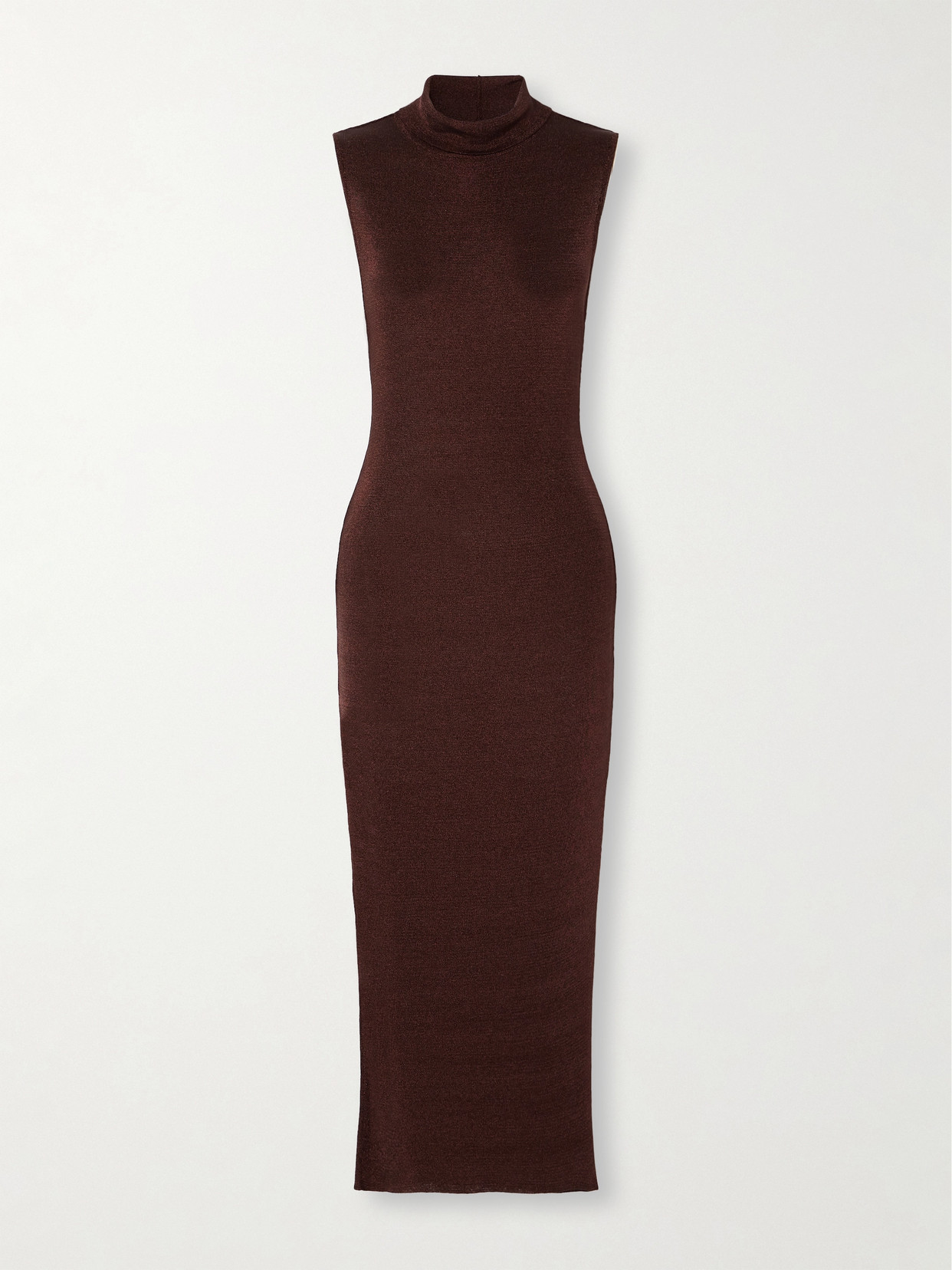 GAUGE81 - Flora Metallic Cotton-blend Jersey Turtleneck Midi Dress - Brown