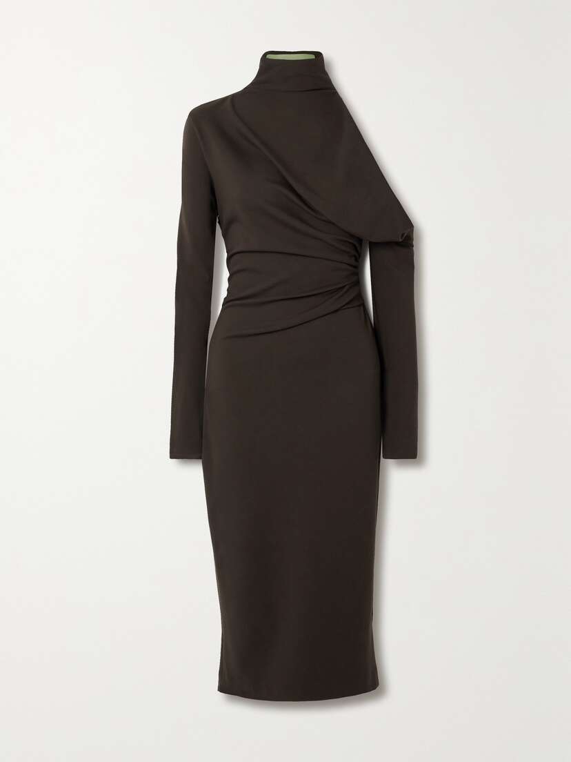 GAUGE81 Teresa Asymmetric Ponte Turtleneck Midi Dress