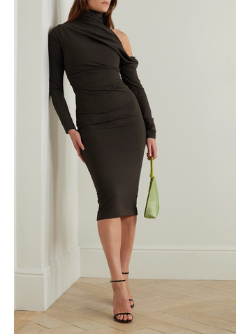GAUGE81 Teresa asymmetric ponte turtleneck midi dress