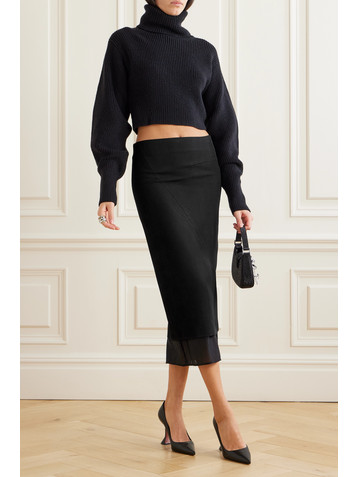 GAUGE81 Sabie mesh-trimmed grain de poudre midi skirt