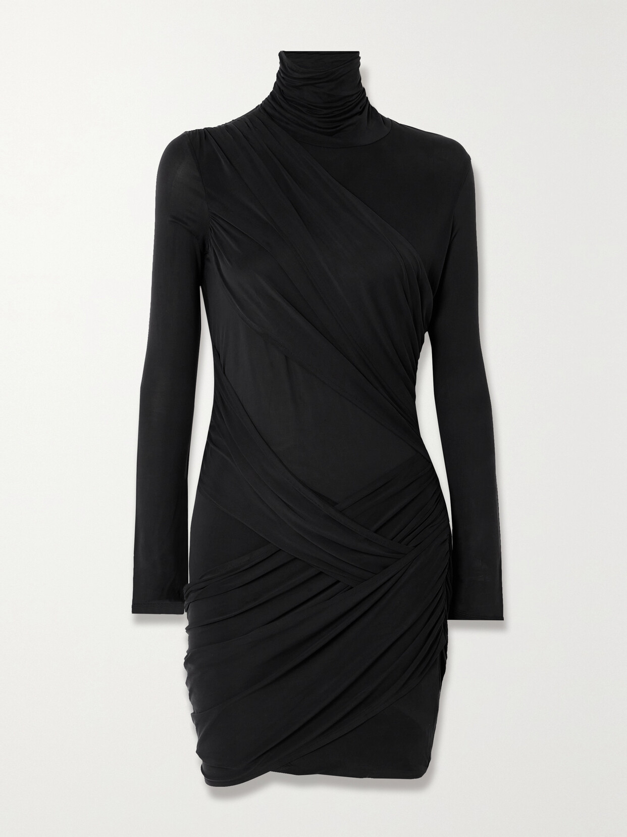 Shop Gauge81 Kores Draped Stretch-jersey Turtleneck Mini Dress In Black