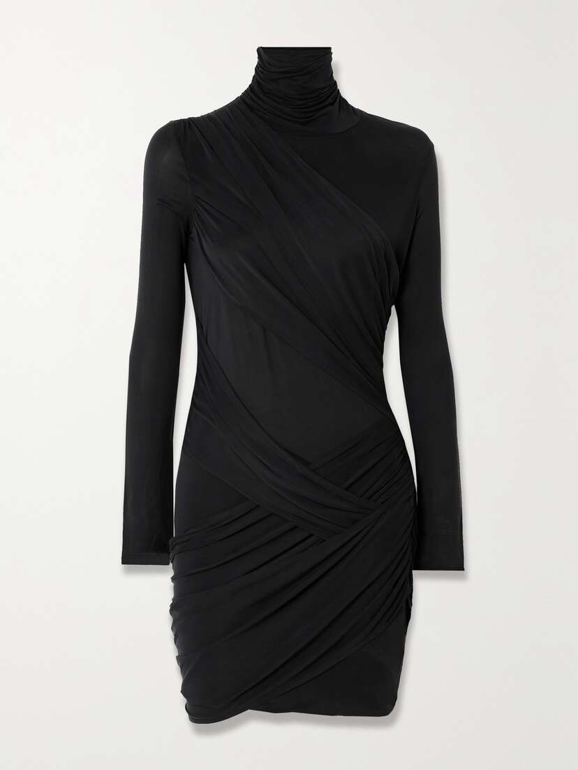 GAUGE81 Kores Draped Stretch-jersey Turtleneck Mini Dress
