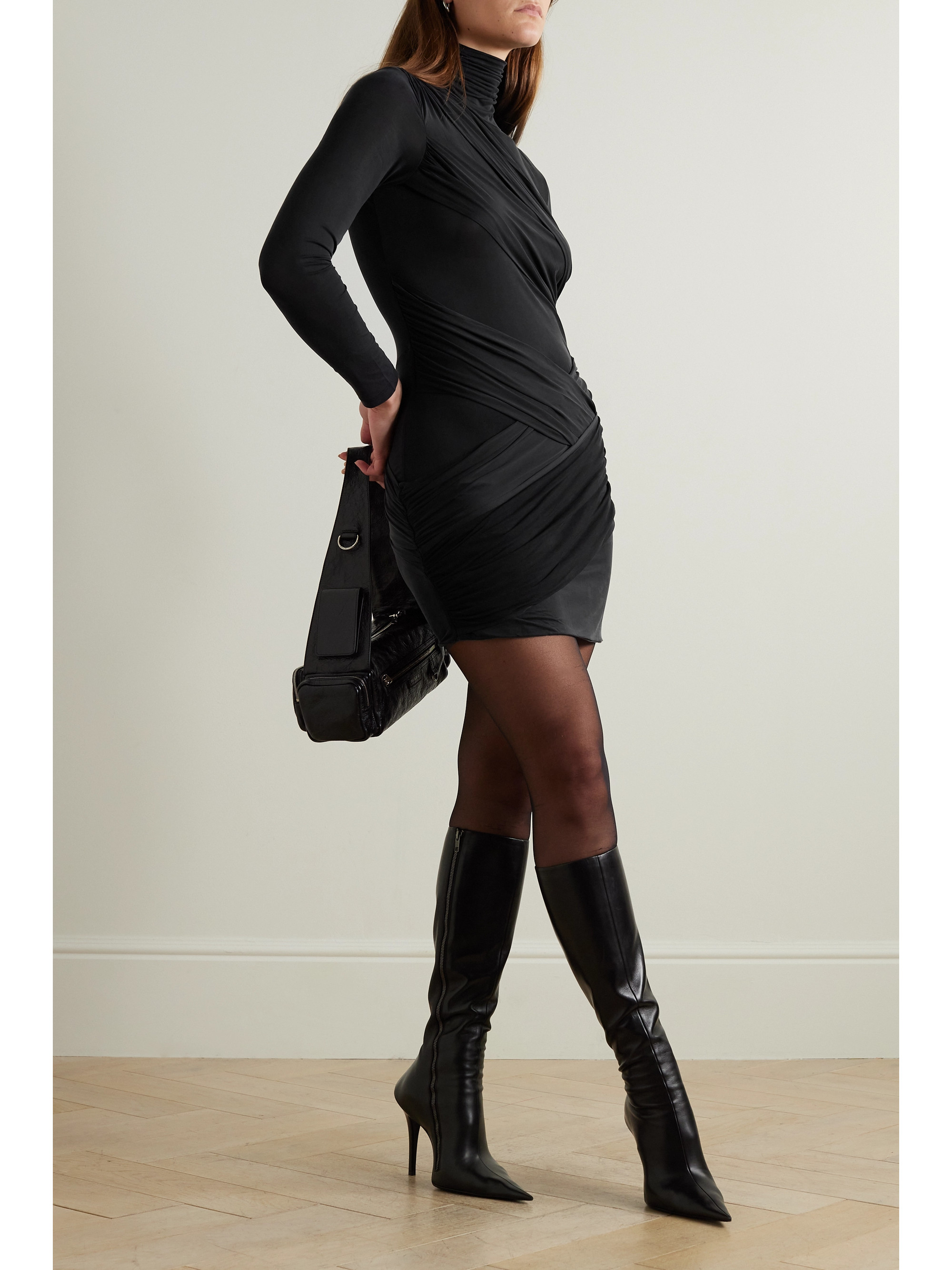 GAUGE81 Kores draped stretch-jersey turtleneck mini dress