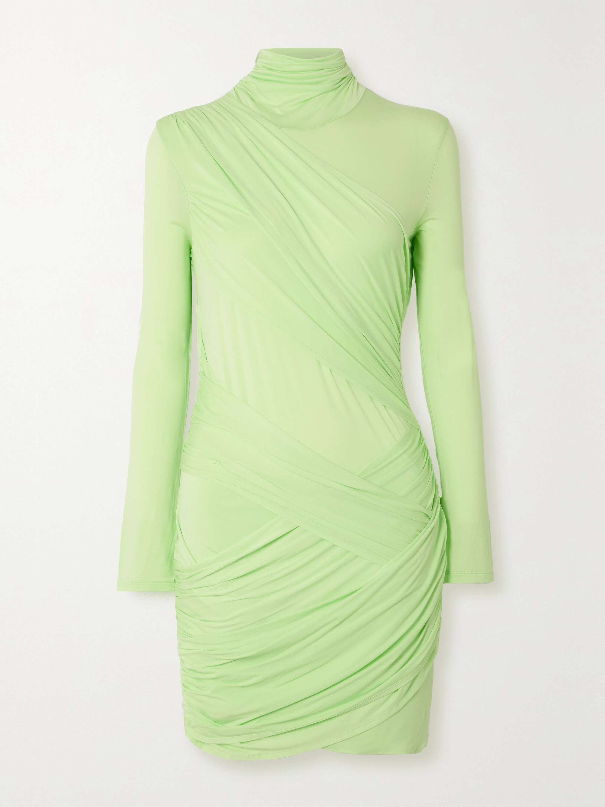 GAUGE81 Kores draped neon stretch-jersey turtleneck mini dress | NET-A ...