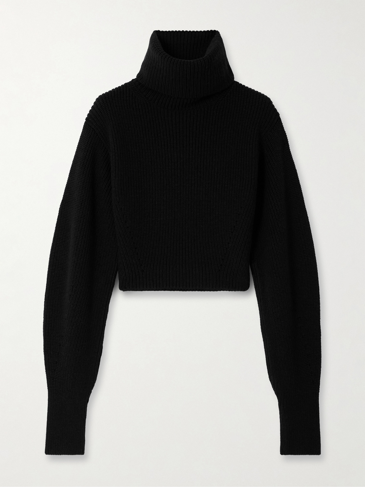 Gauge81 Tokke Cropped Ribbed Merino Wool Turtleneck Jumper In Black